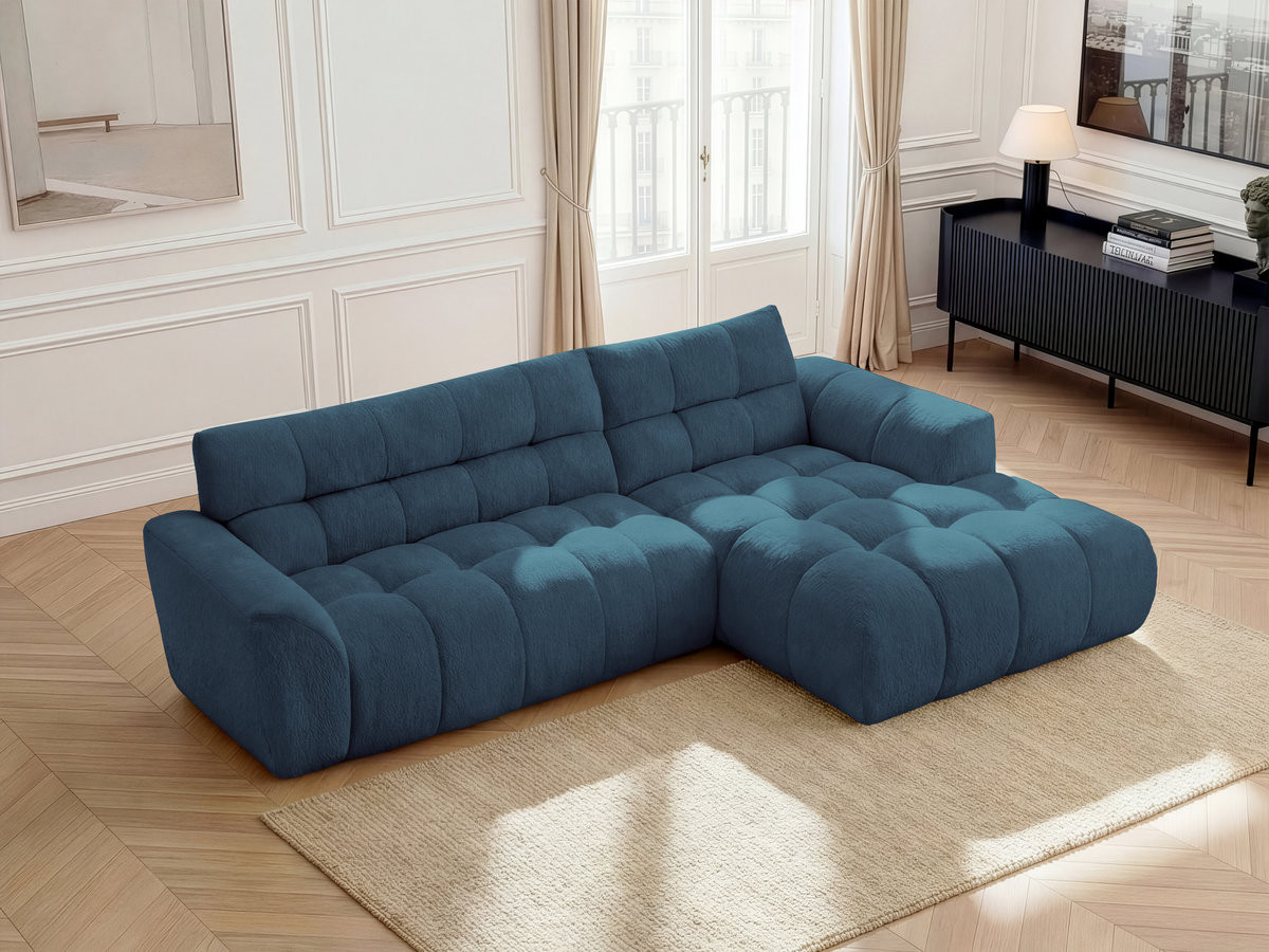 Bobochic Jaya Ecksofa Chenille Hellblau Ecke rechts