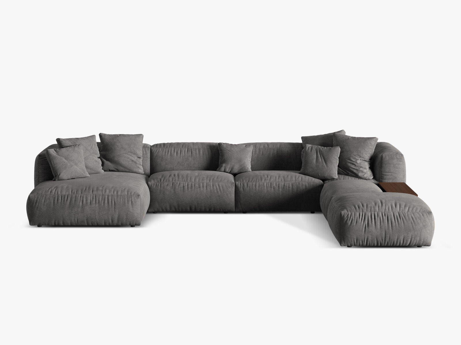 Micadoni Panorama-Ecksofa Martina 5-Sitzer Rechts Samt Grau