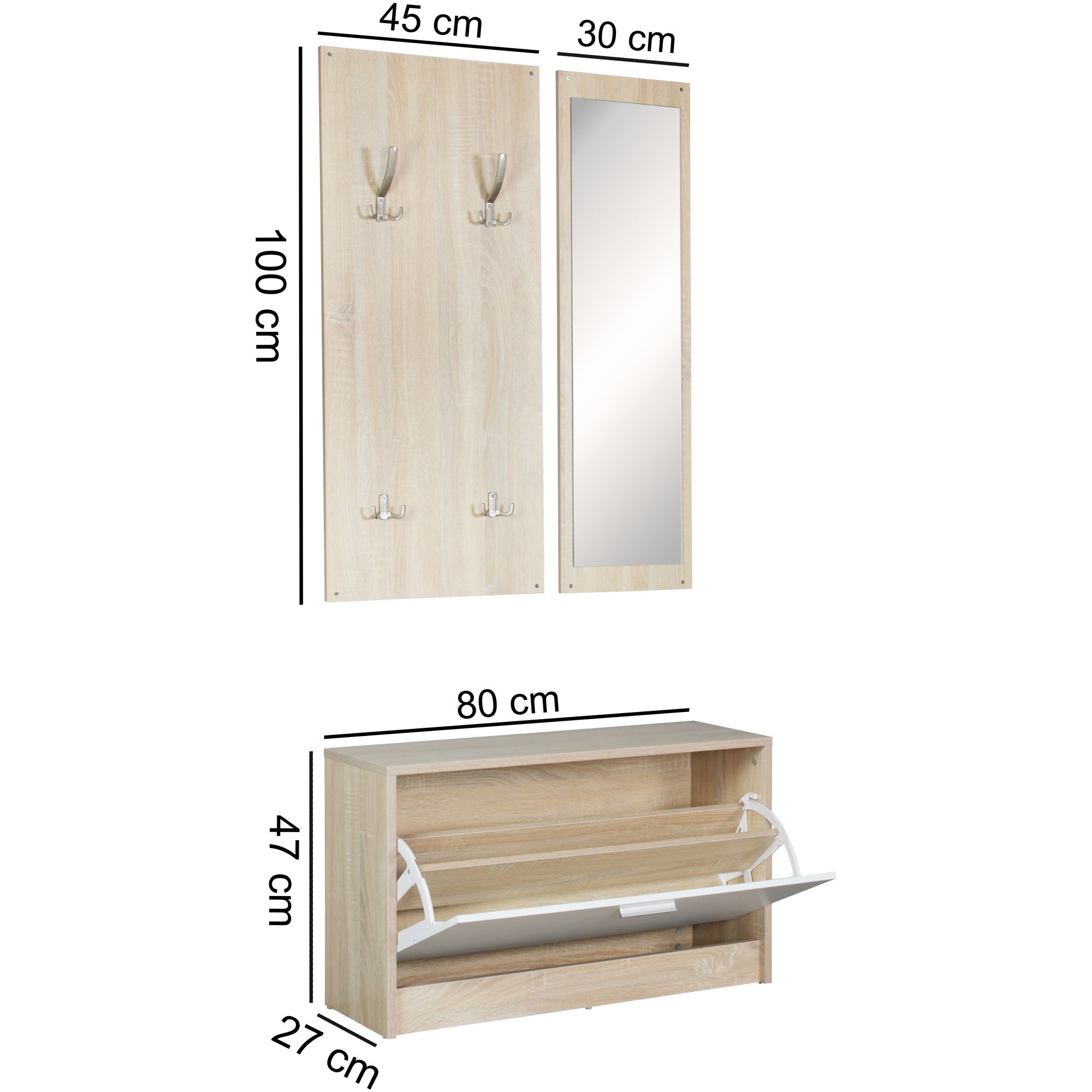 Wandgarderobe Nordvik Sonoma 80 × 27 × 180 cm