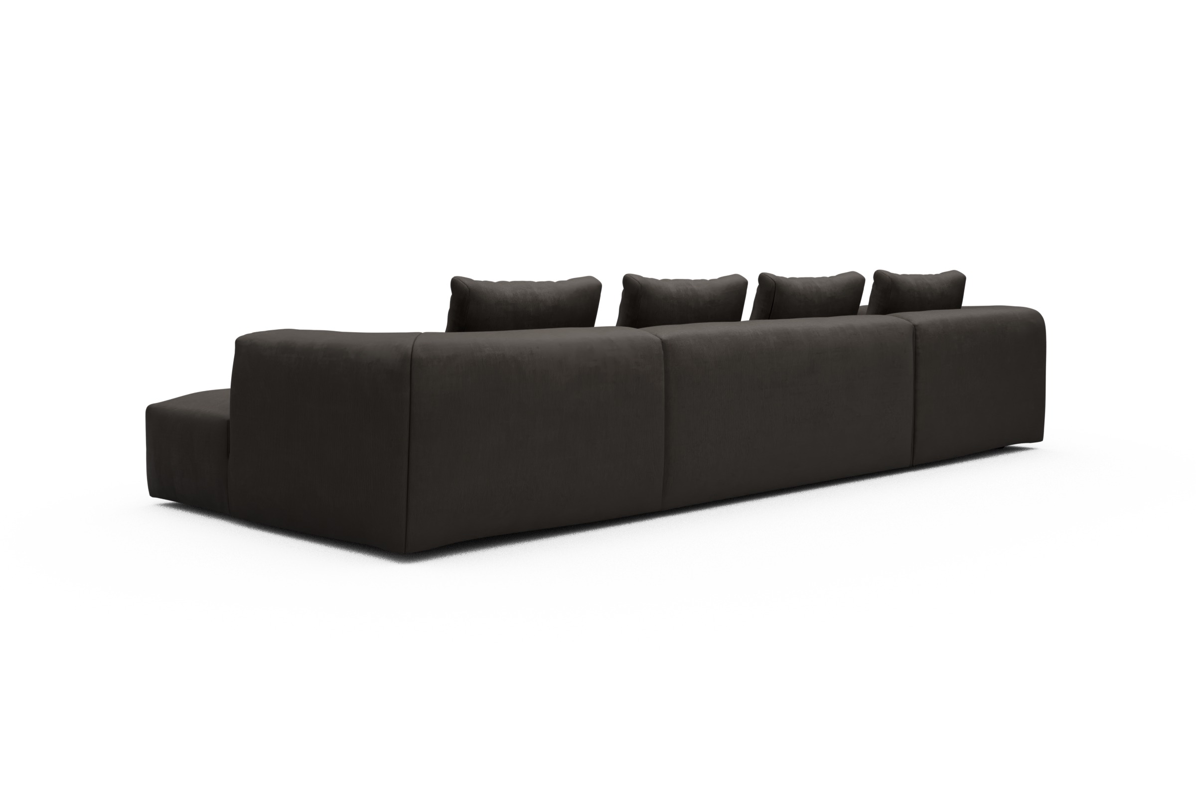 Wohnlandschaft Fred mit 2-Sitzer und Chaiselongue beidseitig Cordufine-Taupe