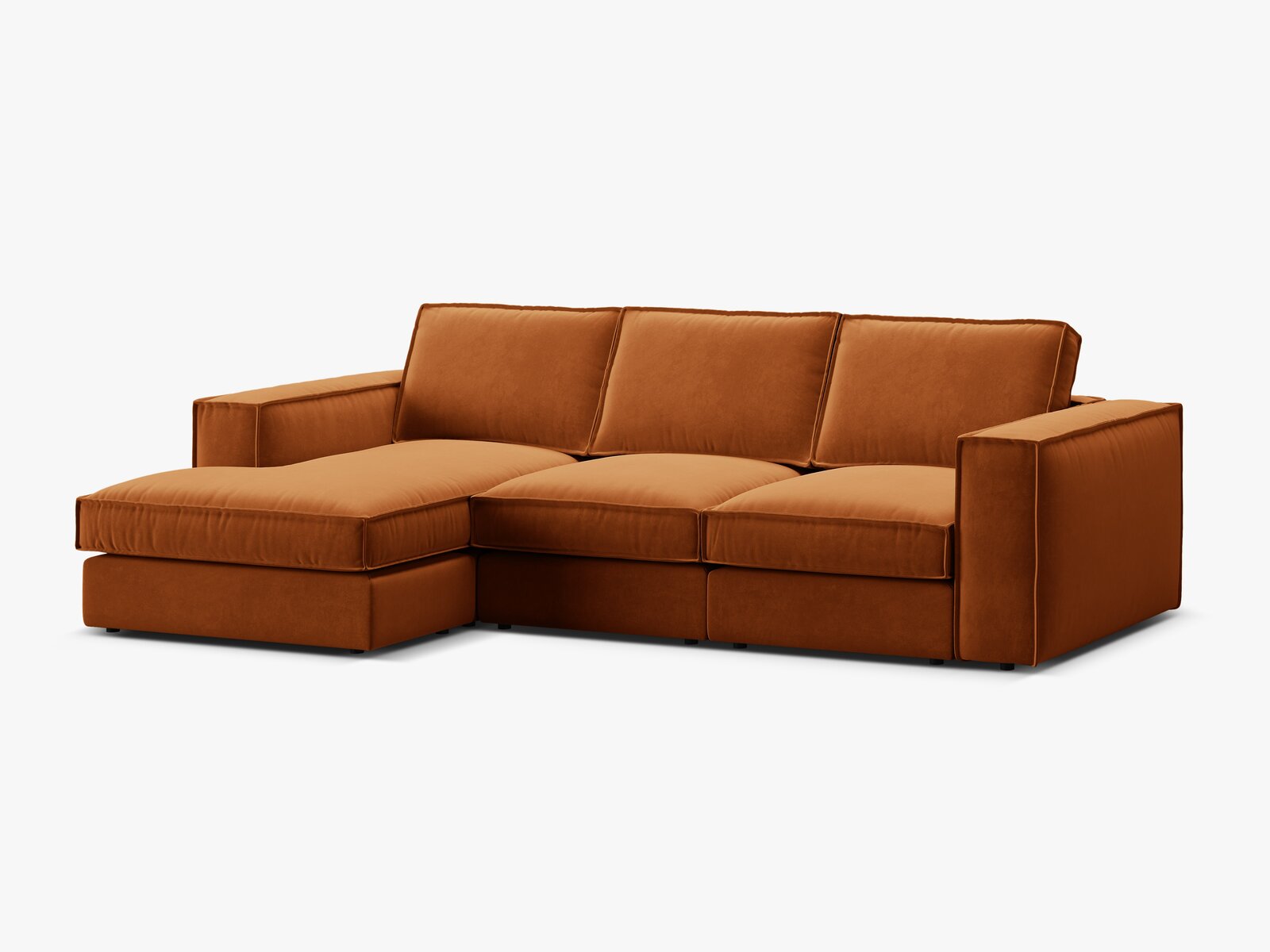 Micadoni modulares Ecksofa Pola 3-Sitzer Links Samt Salvador Terrakotta