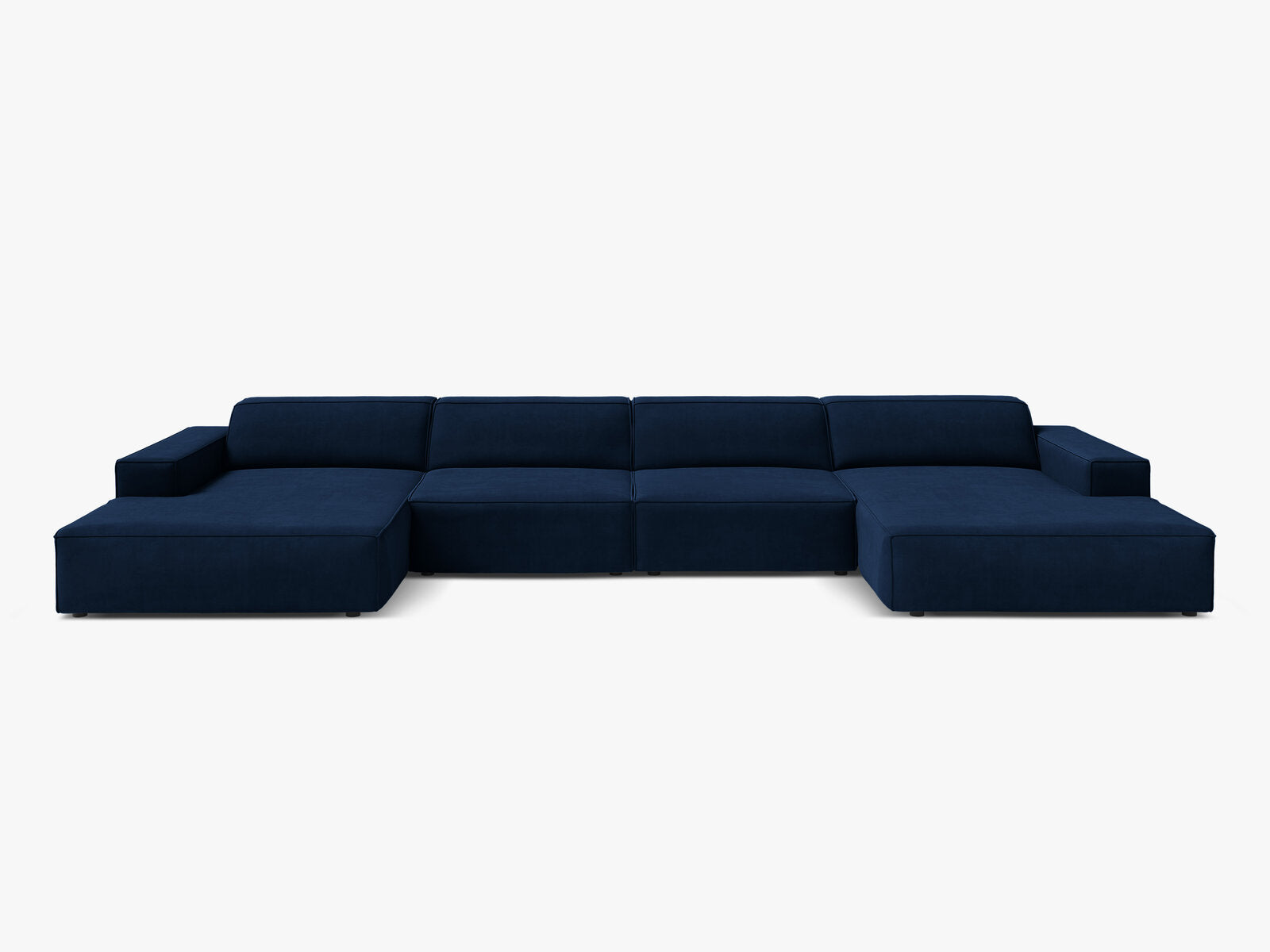 Micadoni Panorama-Sofa Jodie 6-Sitzer Samt Bluvel Königsblau