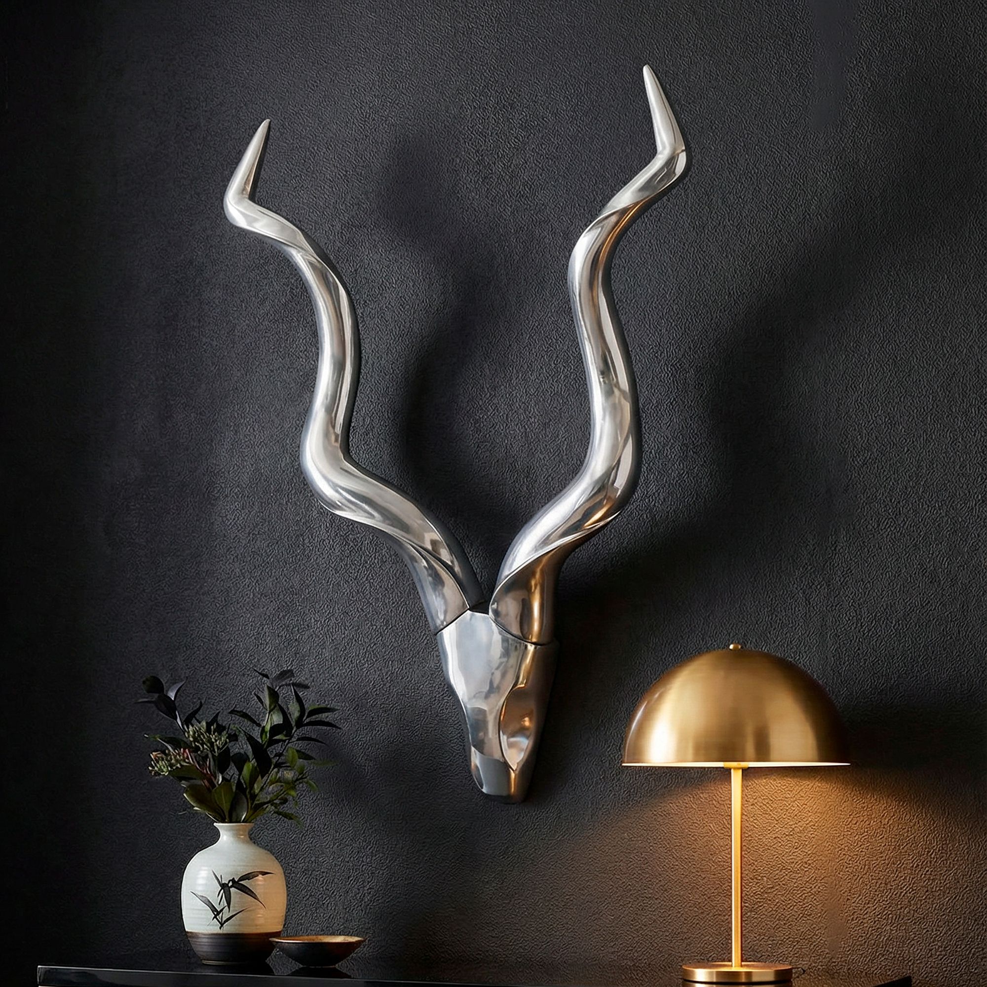Dekogeweih Elverum Aluminium Silber 80 × 10 × 110 cm