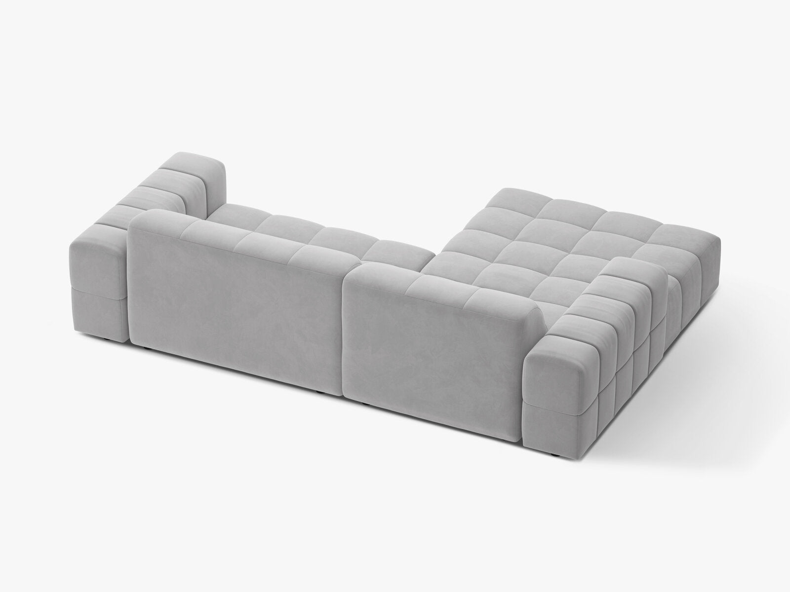 Micadoni Jennifer Ecksofa 4-Sitzer Links Samt Bluvel Silber