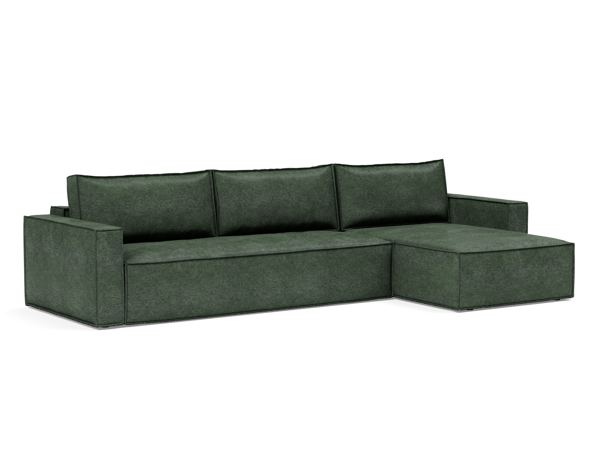 Schlafsofa Newilla mit Chaiselongue Flachgewebe Avella 281-Pine-Green