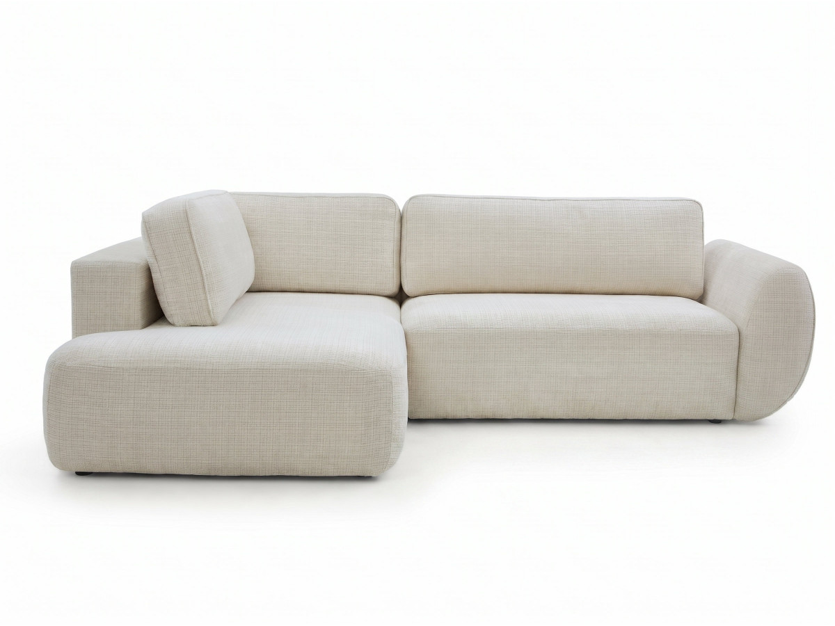 Bobochic Denise Ecksofa mit Schlaffunktion und Bettkasten 256 × 197 cm Strukturstoff Weiß Ecke links