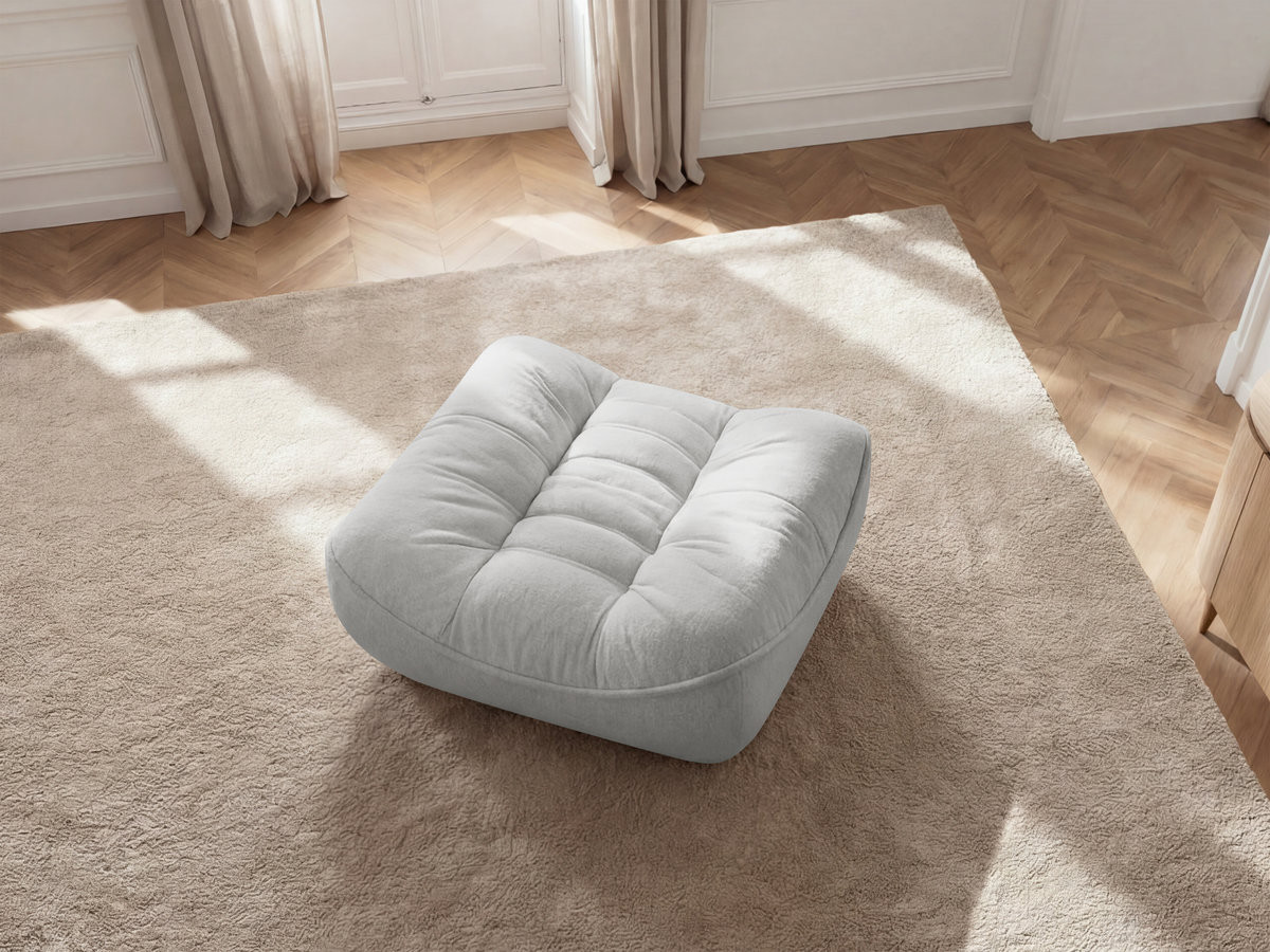 Bobochic Serena Pouf Melange-Stoff Hellgrau