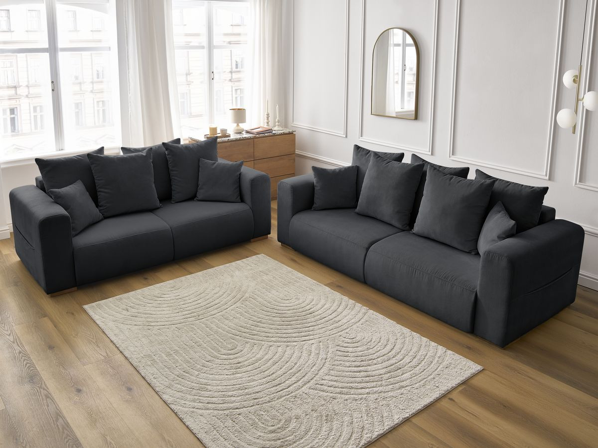Bobochic Sidonie Sofa 5-Sitzer Cordsamt Schwarz