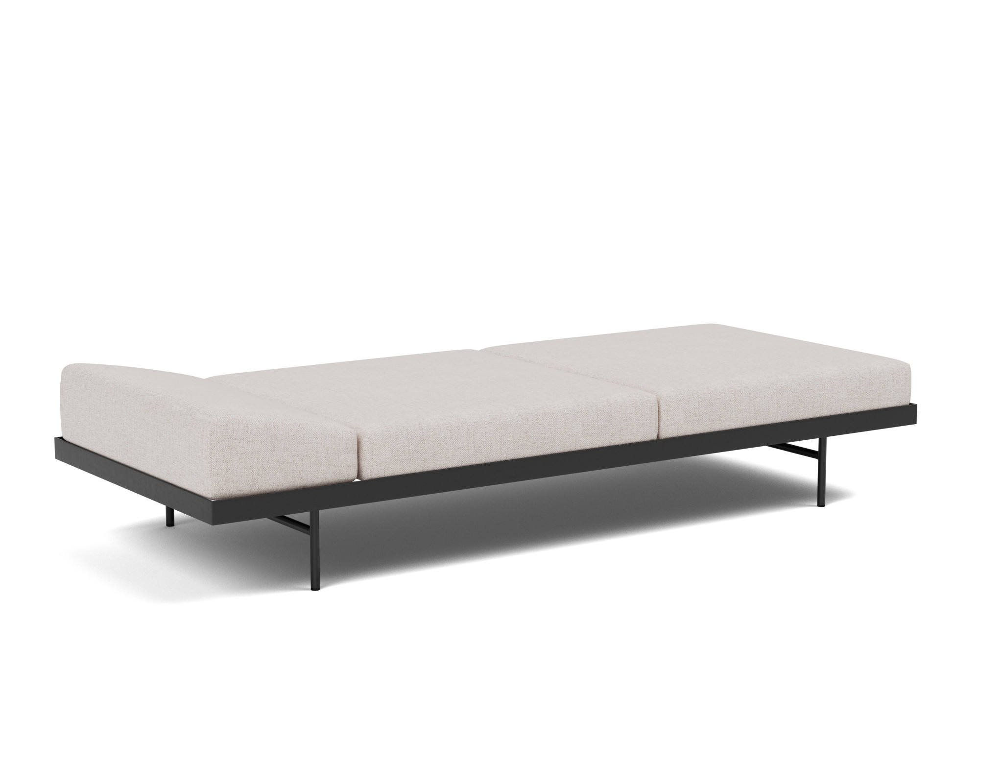 Tagesbett Puri Strukturierter Stoff Weda 300-Weda-Sand Beine mit Nussbaumtisch