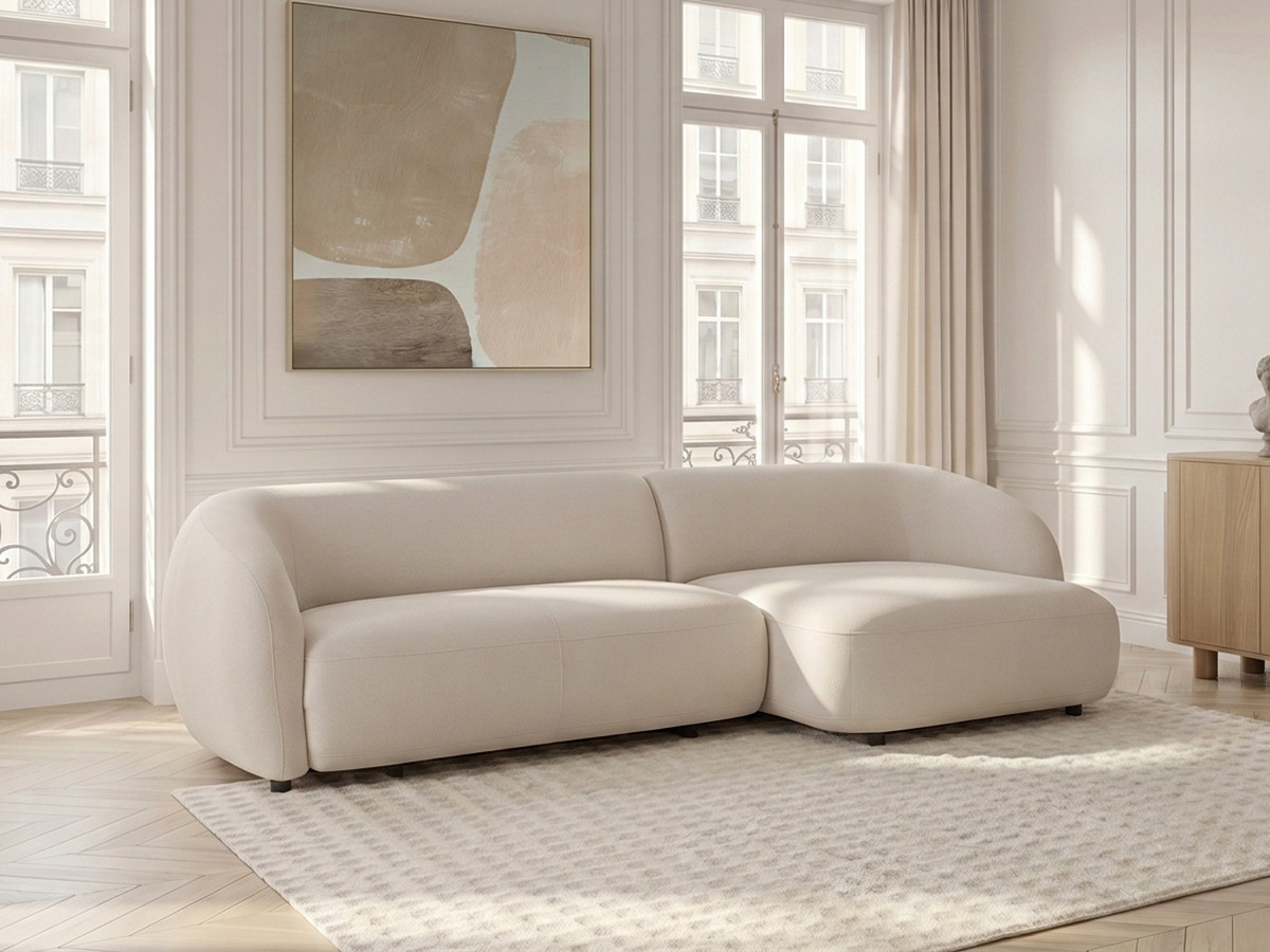 Bobochic Halo Ecksofa mit Schlaffunktion Stoff Beige Ecke rechts