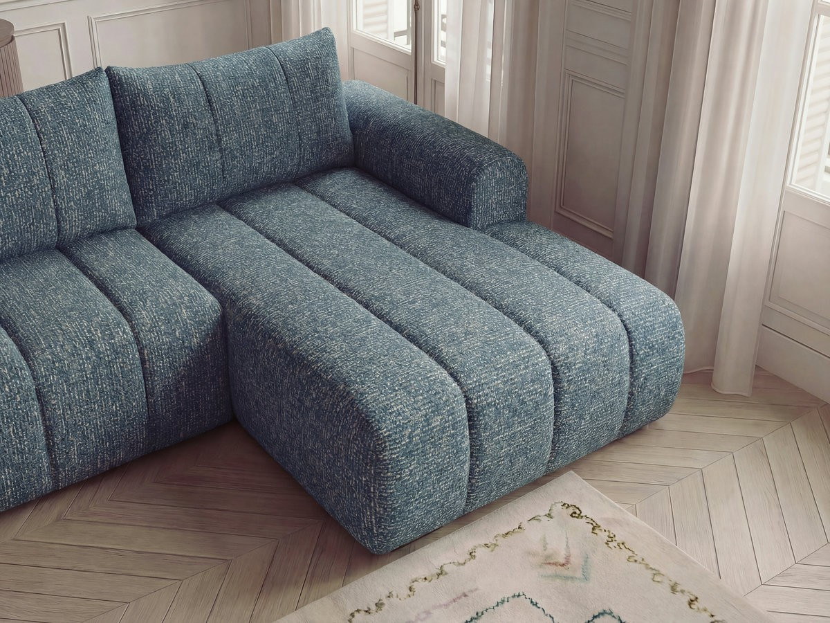 Bobochic Nesty Ecksofa 272 cm Melange-Stoff Blau Ecke rechts