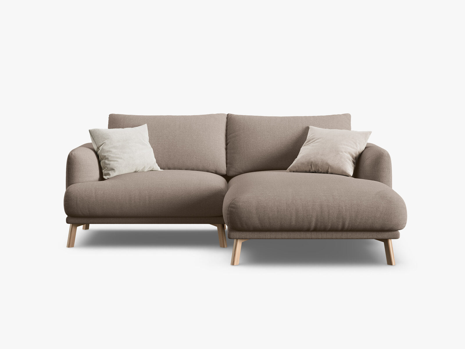 Micadoni Ecksofa Naomi 3-Sitzer kleine Version Rechts Strukturierter Stoff Liberty Cappuccino