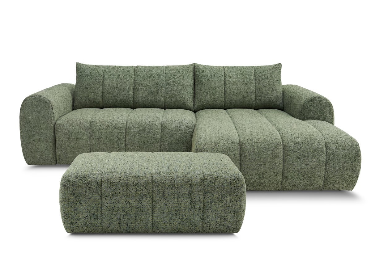 Bobochic Nesty Ecksofa 272 cm mit Pouf Melange-Stoff Hellgrün Ecke rechts
