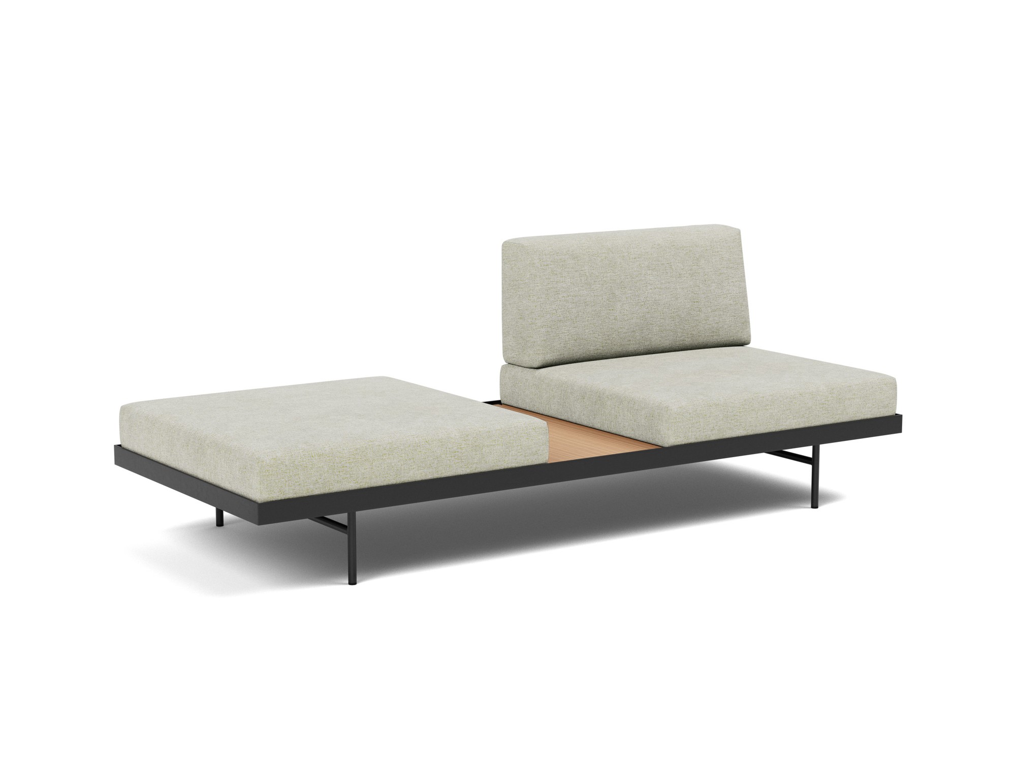 Tagesbett Puri Flachgewebe Avella 280-Sand Beine mit Eichentisch