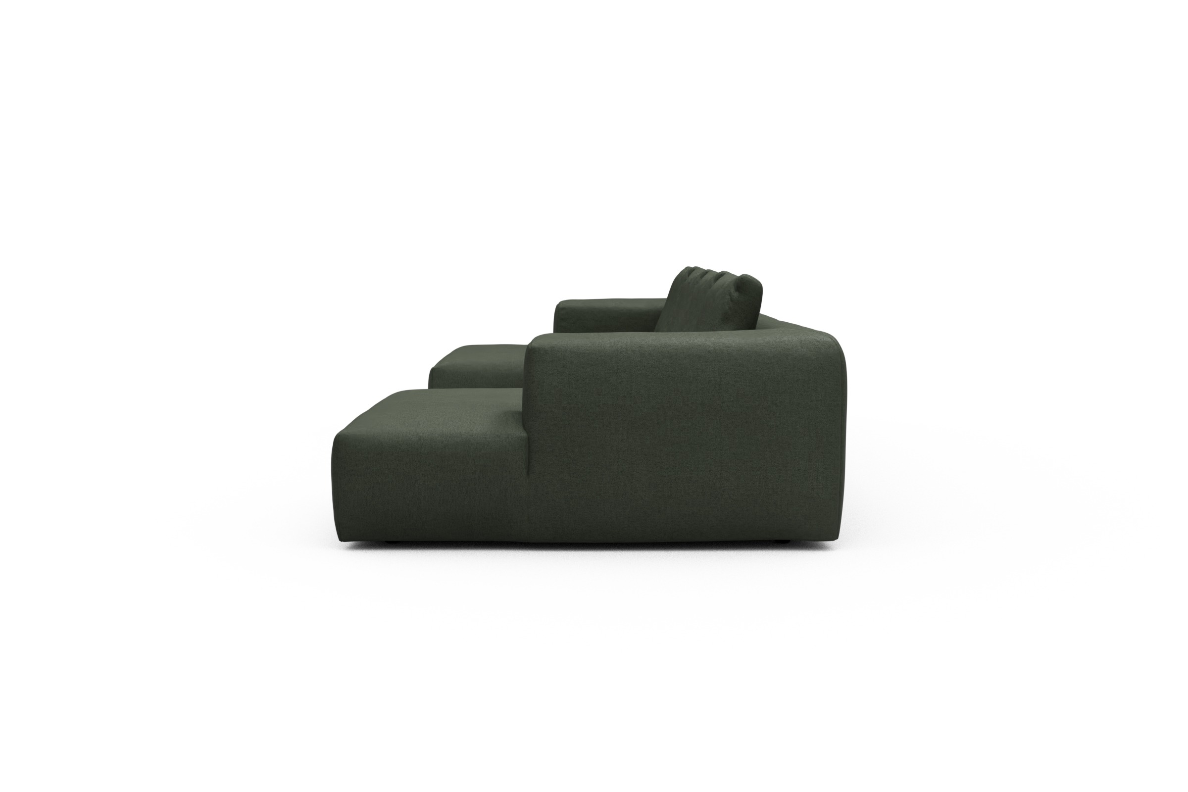Wohnlandschaft Fred mit 2-Sitzer und Chaiselongue beidseitig Denari-Forest-Green