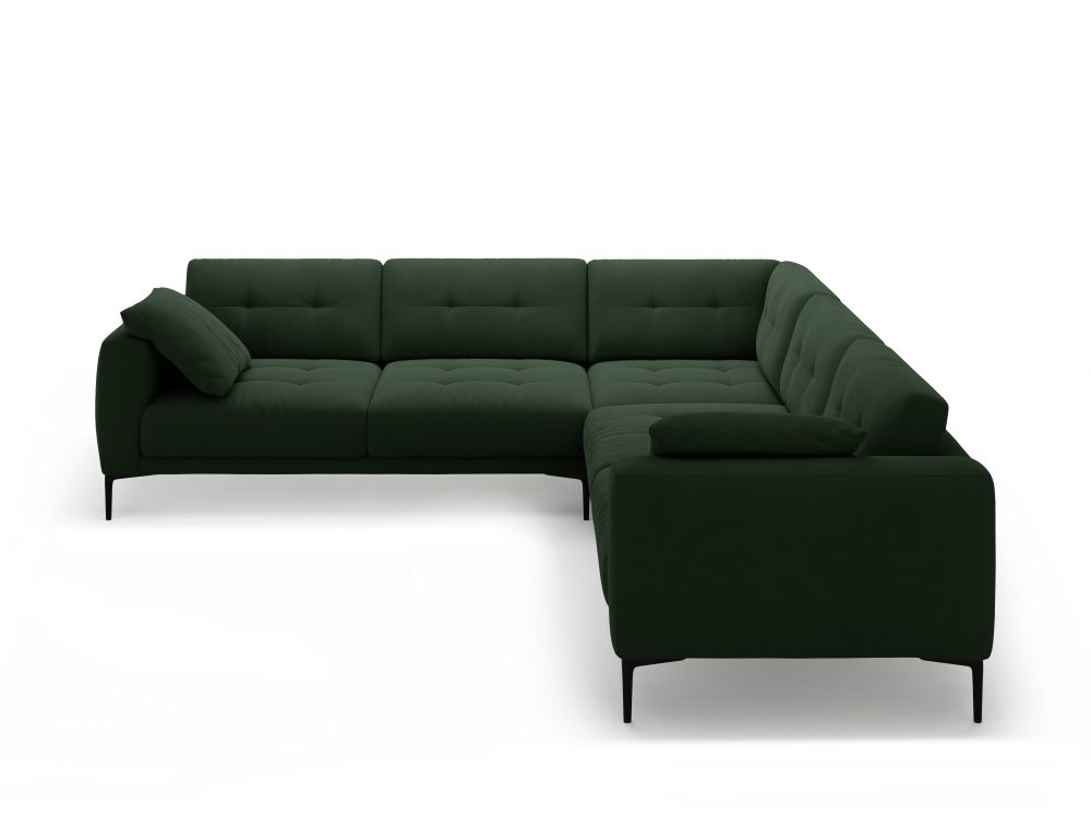 Cosmopolitan Design Symmetrisches Ecksofa Lazio 5-Sitzer Samt Salvador Flaschengrün