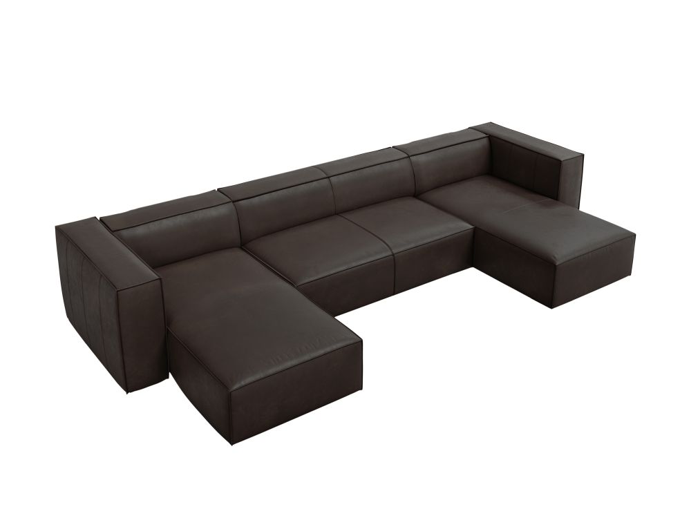 Cosmopolitan Design Panoramasofa Turin 6-Sitzer 375 cm Leder Granada Graphit