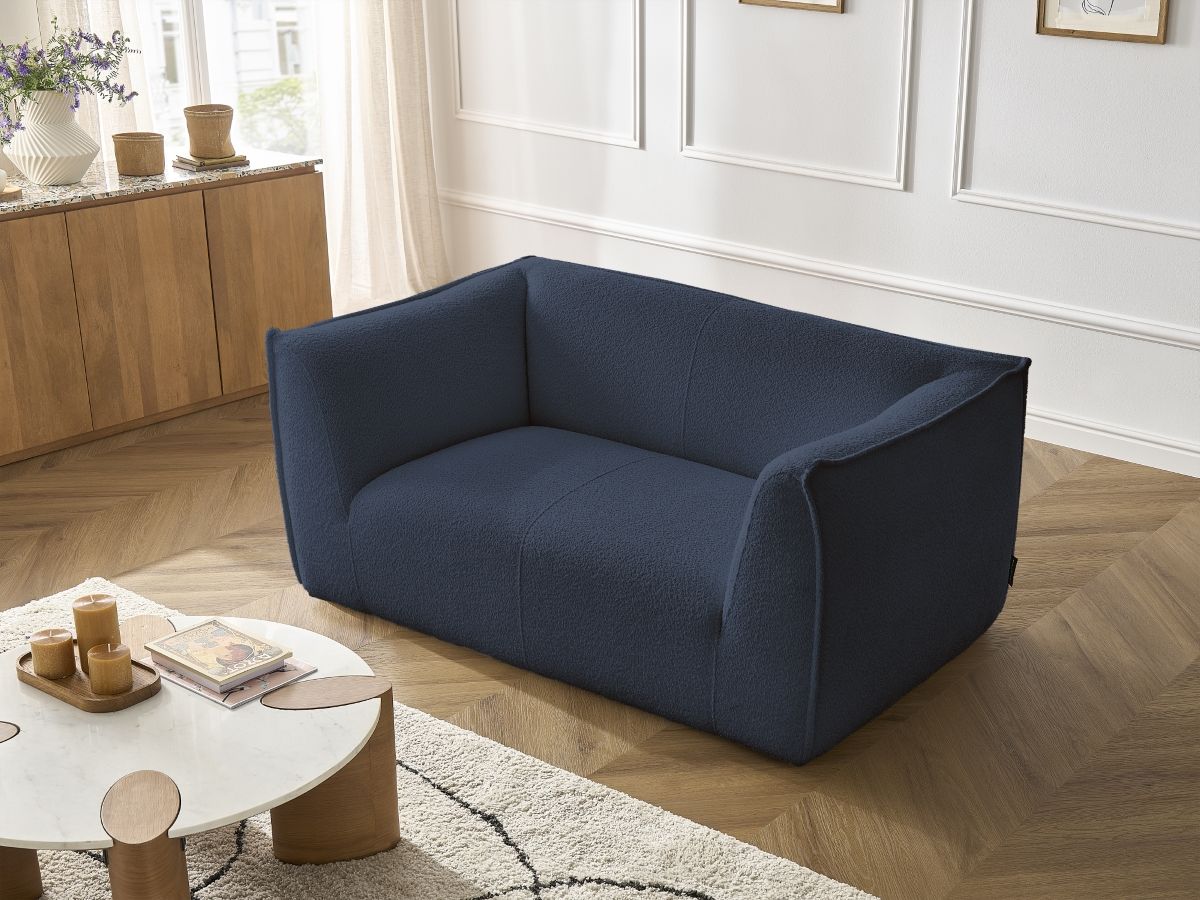 Bobochic Giorgia Sofa 2-Sitzer Bouclé-Stoff Dunkelblau