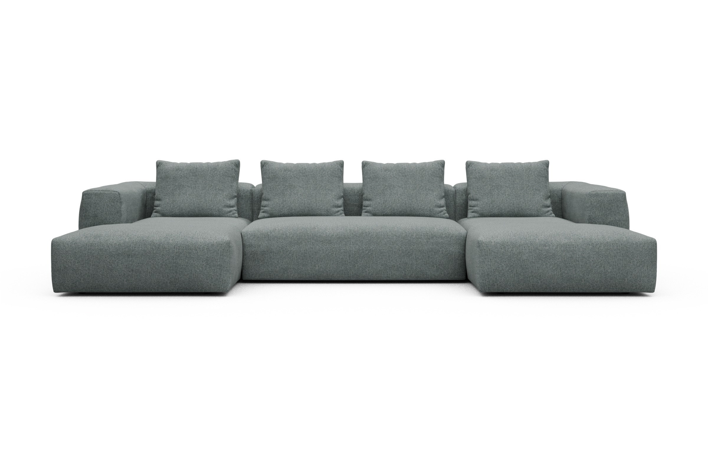 Skandi Home Wohnlandschaft Fred mit 2-Sitzer und Chaiselongue beidseitig Casone-Light-Mixed-Green moebelfaktor