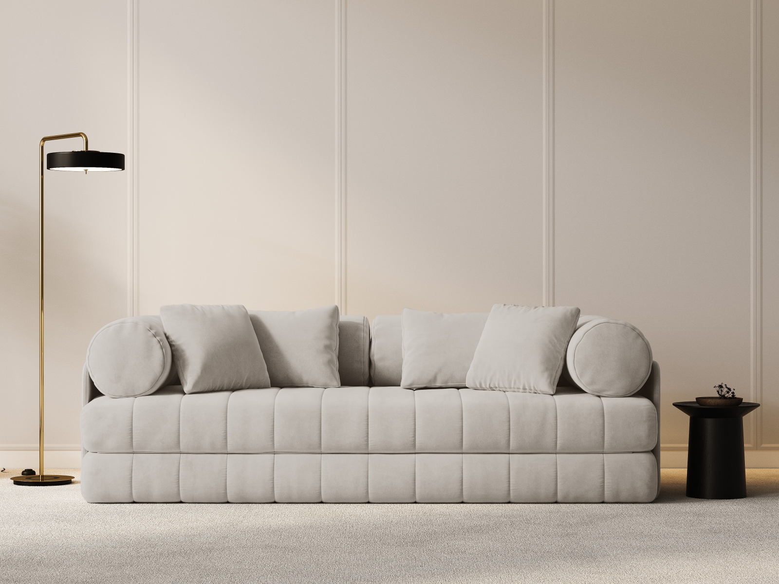 Cosmopolitan Design Schlafsofa Kemi 3-Sitzer Samt Salvador Beige