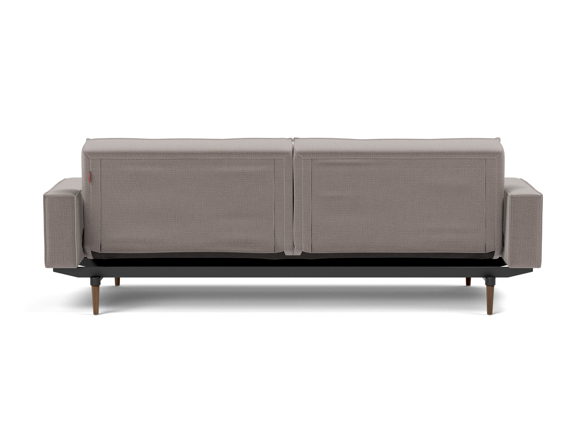 Schlafsofa Splitback mit Armlehnen Chenille Esina 418-Truffle Beine Styletto Eiche dunkel