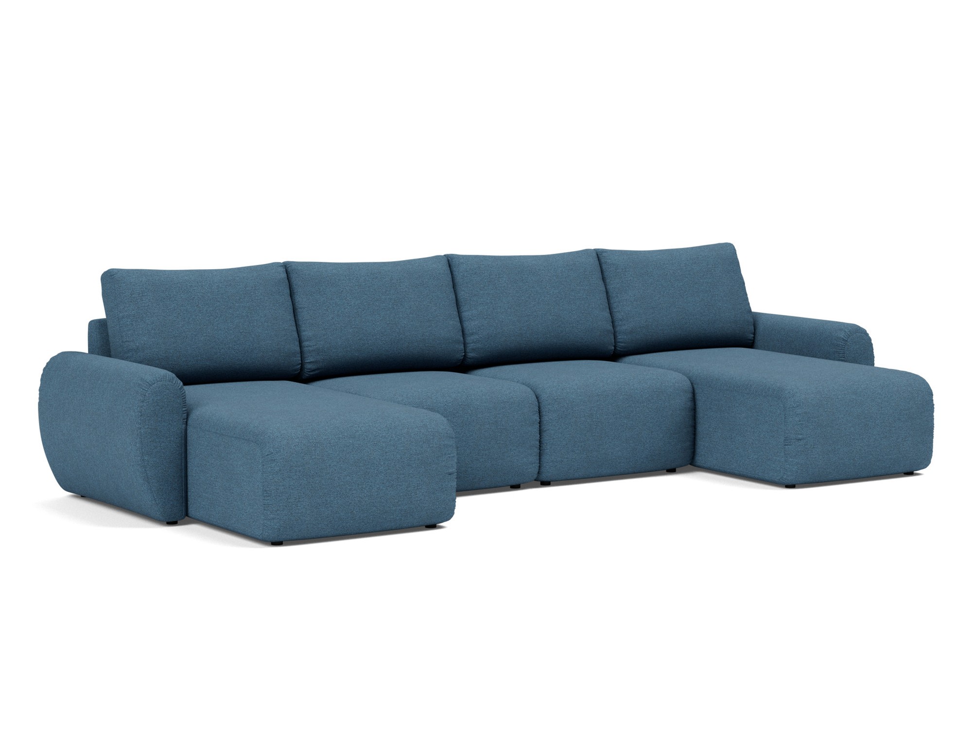 Schlafsofa Norum U-Form mit Curve-Armlehnen Strukturierter Stoff Weda 302-Weda-Blue