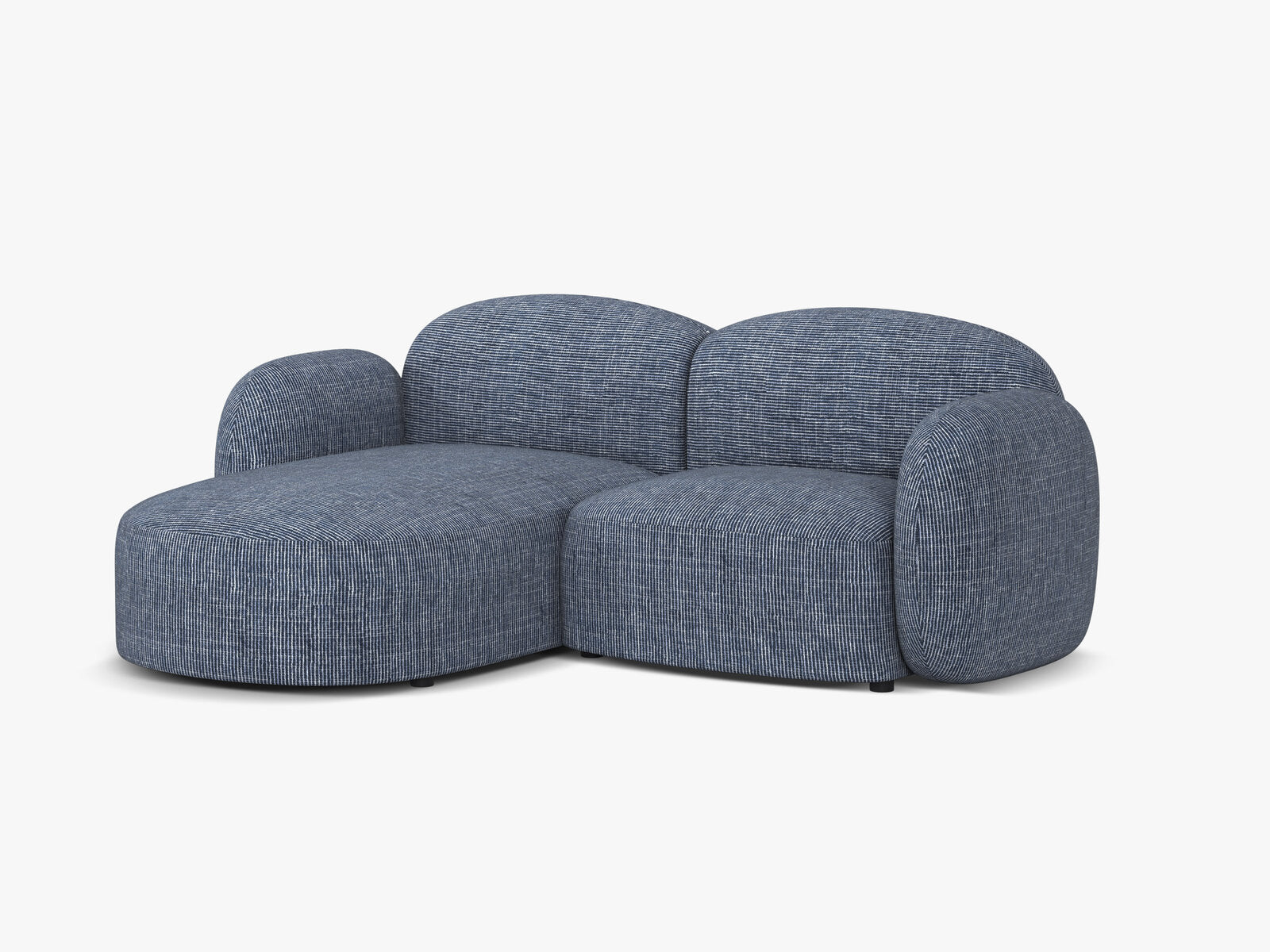 Micadoni Ecksofa Blair 3-Sitzer Links Strukturierter Stoff Baltimore Blau Melange
