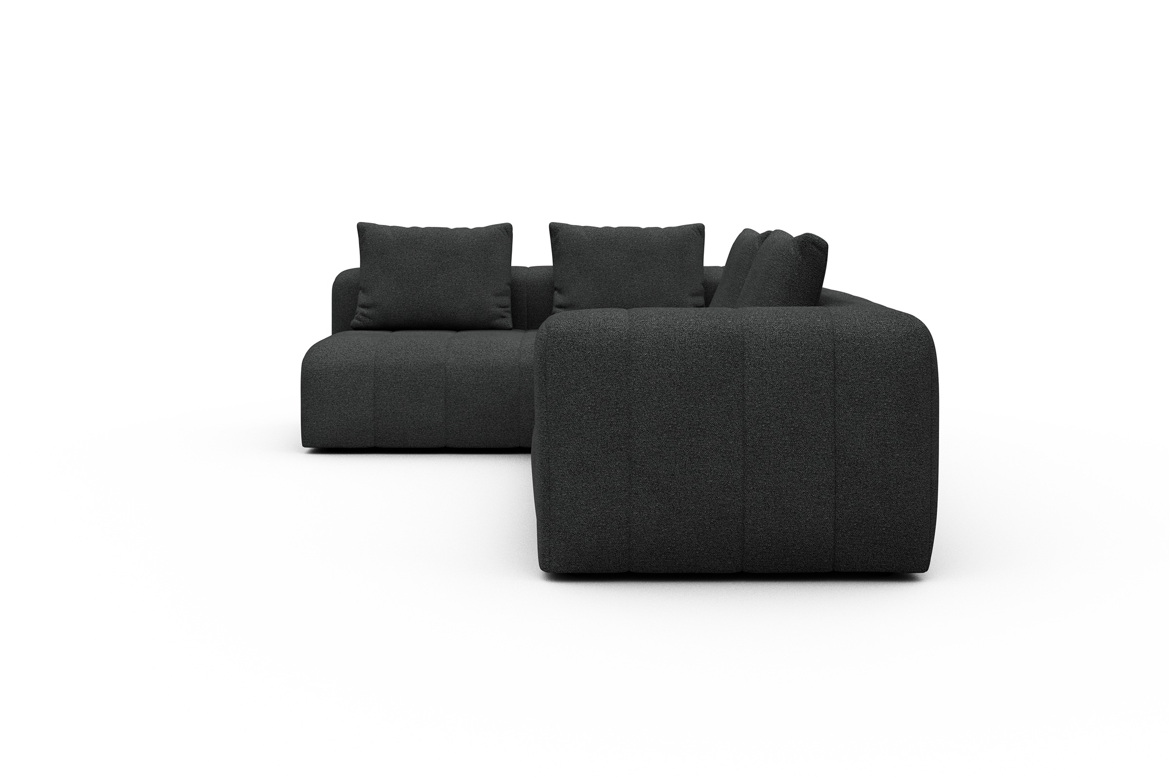 Ecksofa Hugo 2x 2,5-Sitzer Armlehne rechts Boucle-Charcoal
