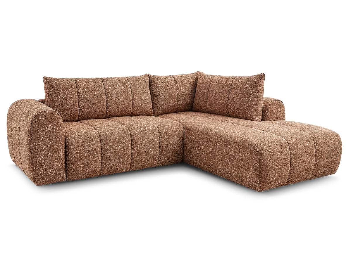 Bobochic Nesty Ecksofa in L-Form, 256 cm Melange-Stoff Orange Ecke rechts