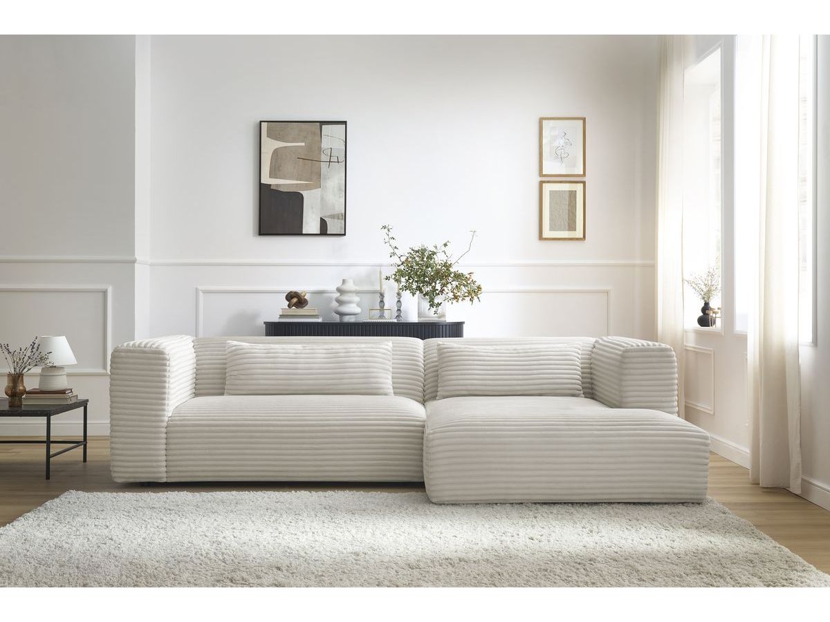 Bobochic Harry Ecksofa Breitcord weich Beige Ecke rechts