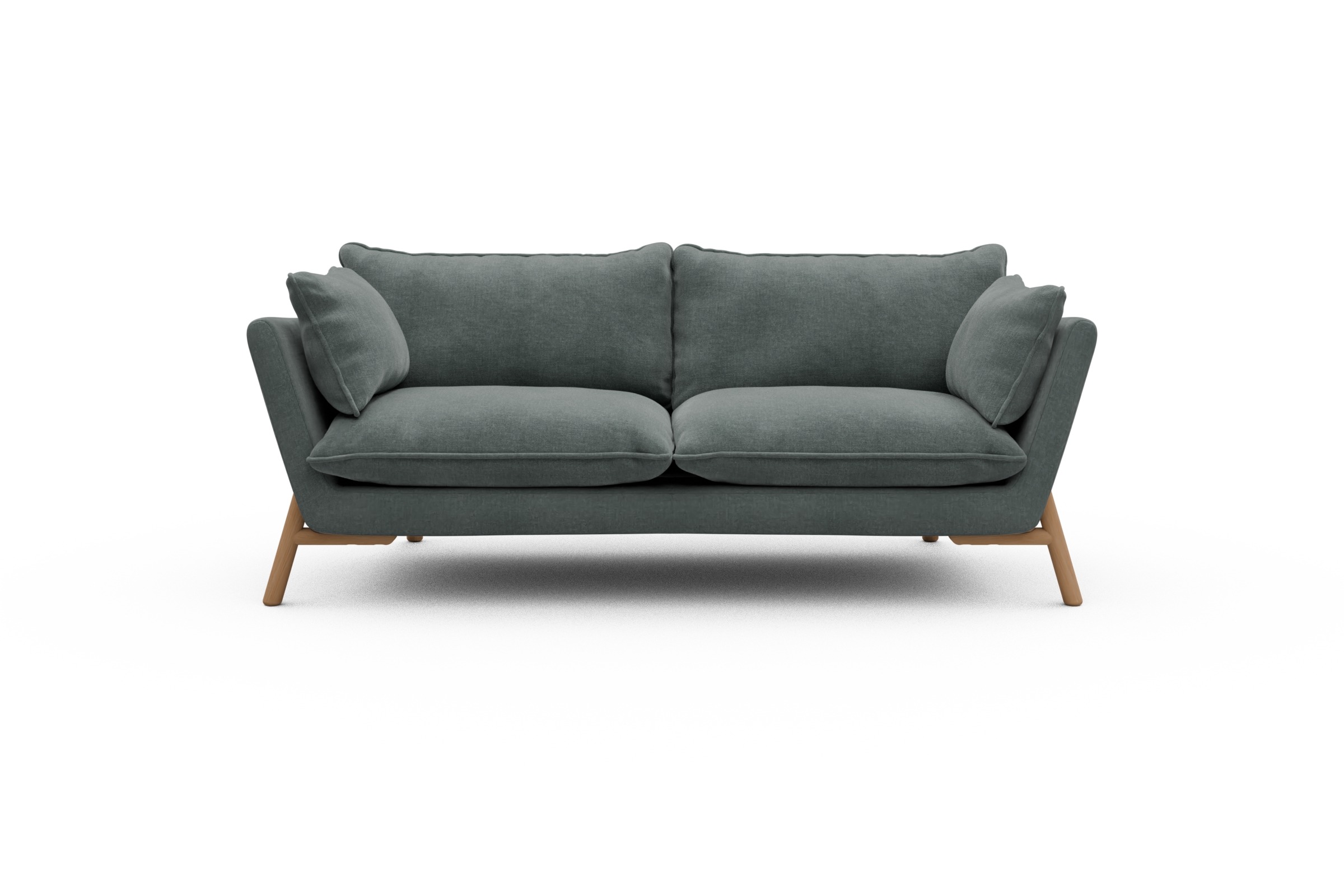 Skandi Home Sofa Emil PREMIUM 2-Sitzer Beinfarbe Eiche Natur Smooth-Silver-Grey moebelfaktor