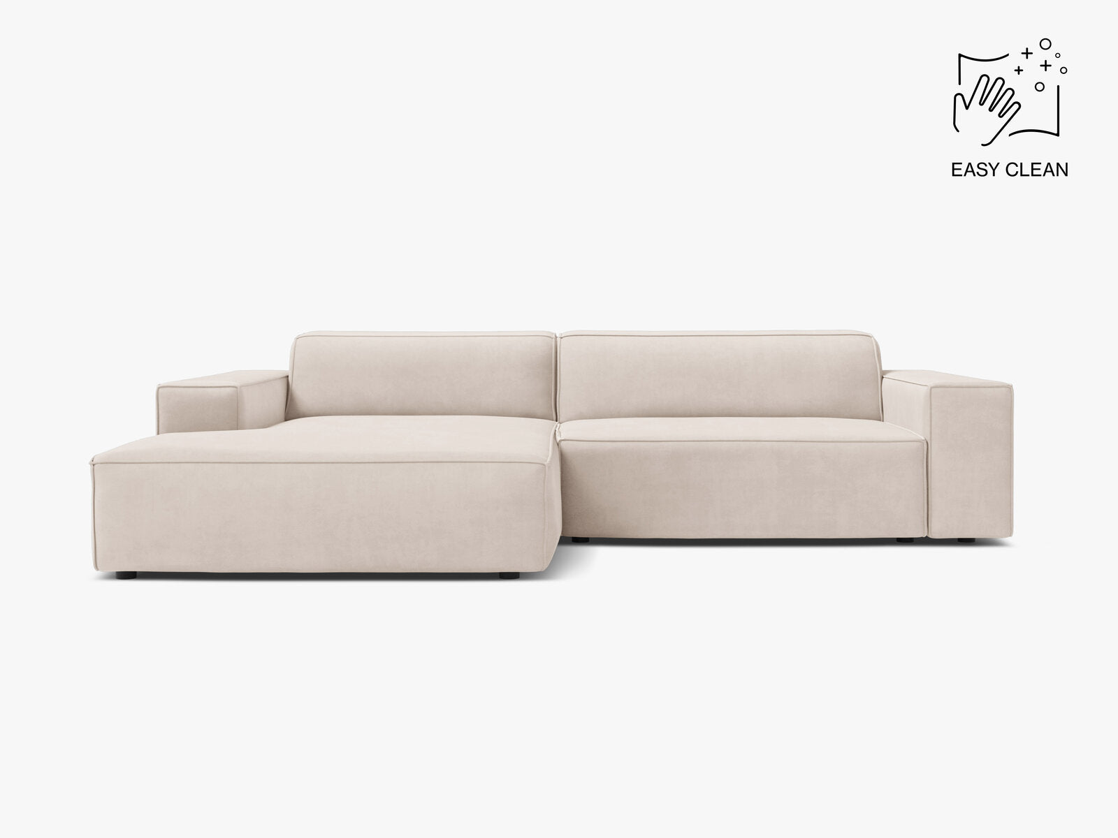 Micadoni Ecksofa Jodie 3-Sitzer Samt Venus Helles Beige Links