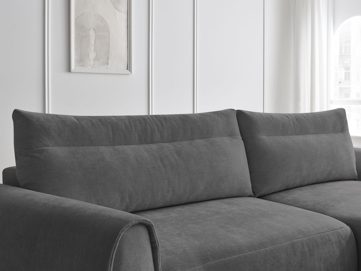 Bobochic Aden Ecksofa 293 × 152 cm Stoff Dunkelgrau Ecke rechts