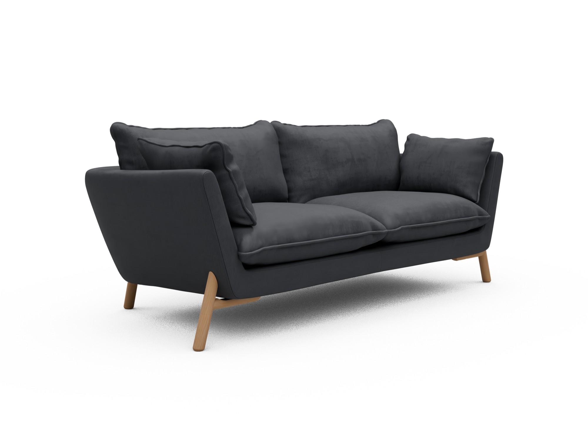 Skandi Home Sofa Emil Soft 2-Sitzer Beinfarbe Eiche Natur Cordufine-Slate-Grey moebelfaktor
