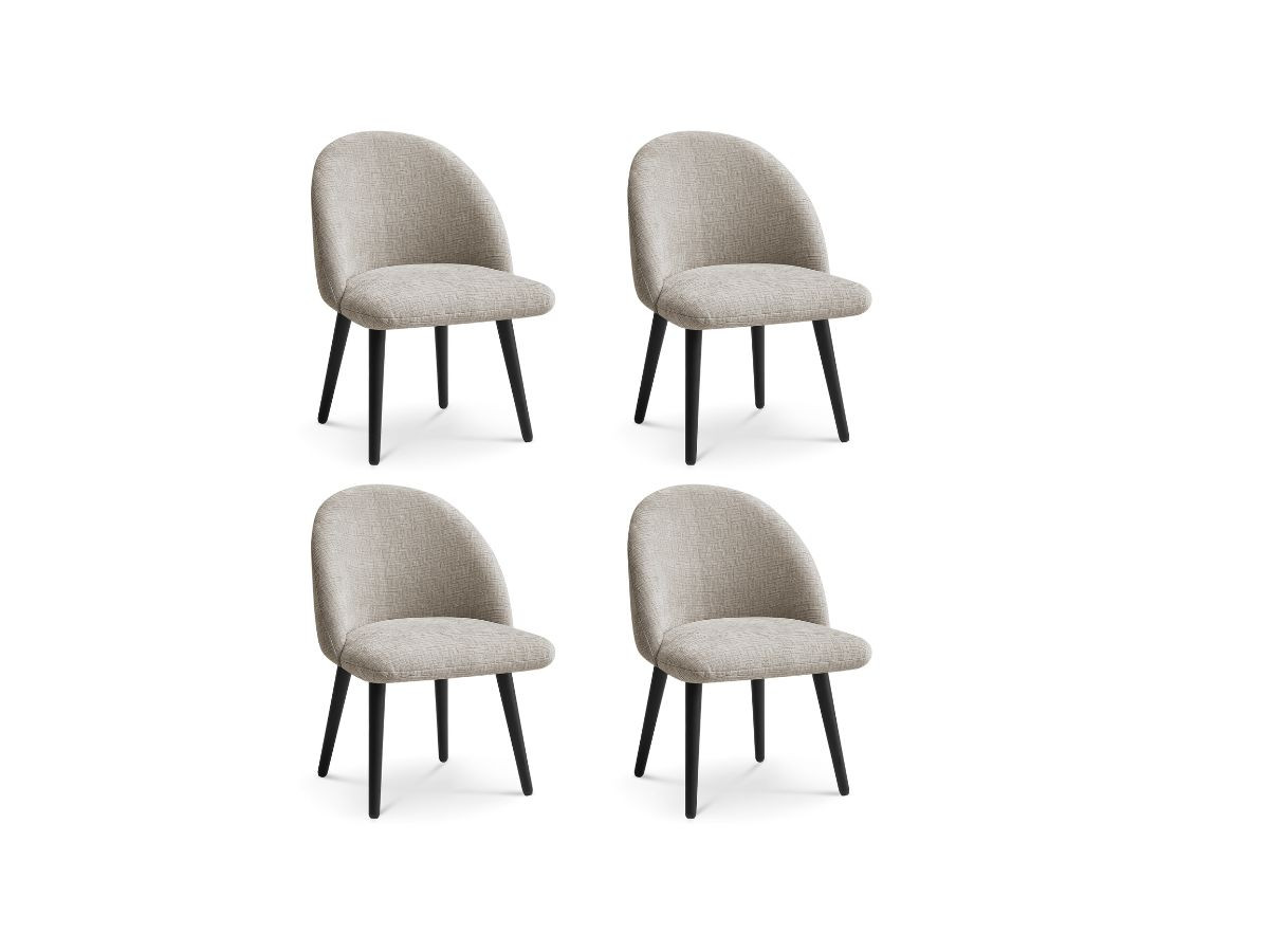 Bobochic Lalie Esszimmerstuhl 4er-Set mit skandinavischen Beinen, schwarz