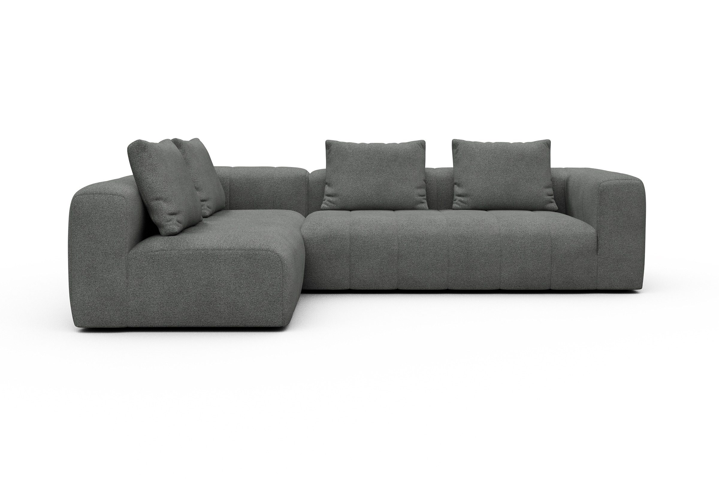 Ecksofa Hugo 2x 2,5-Sitzer Armlehne rechts Boucle-Ash-Grey