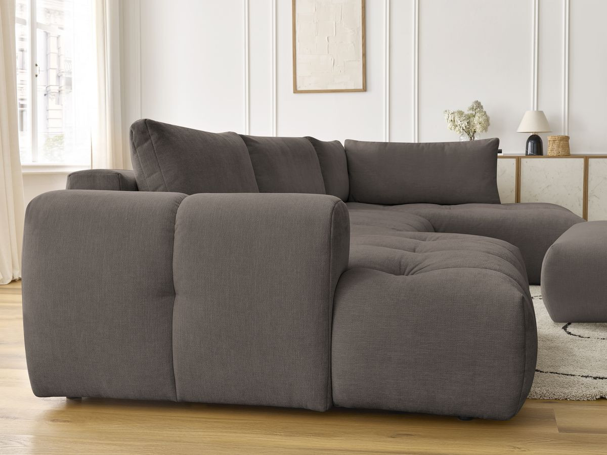 Bobochic Fuji Wohnlandschaft mit Pouf Stoff Taupe Ecke links