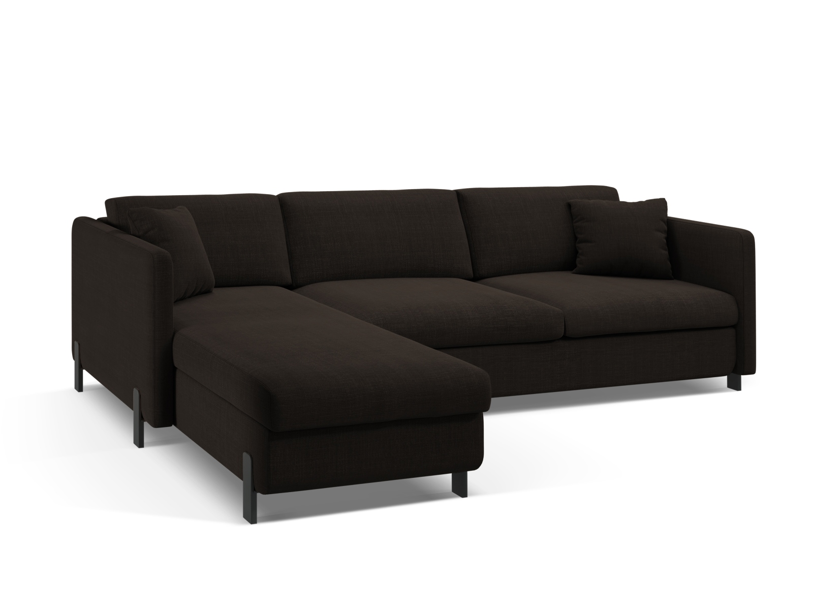 Micadoni Schlaf-Ecksofa Gloria 4-Sitzer Links Strukturierter Stoff Dunkelgrau 205x140