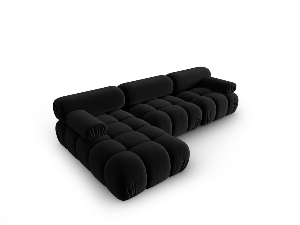 Cosmopolitan Design Modulares Ecksofa Cortina 4-Sitzer Samt Bluvel Schwarz Links