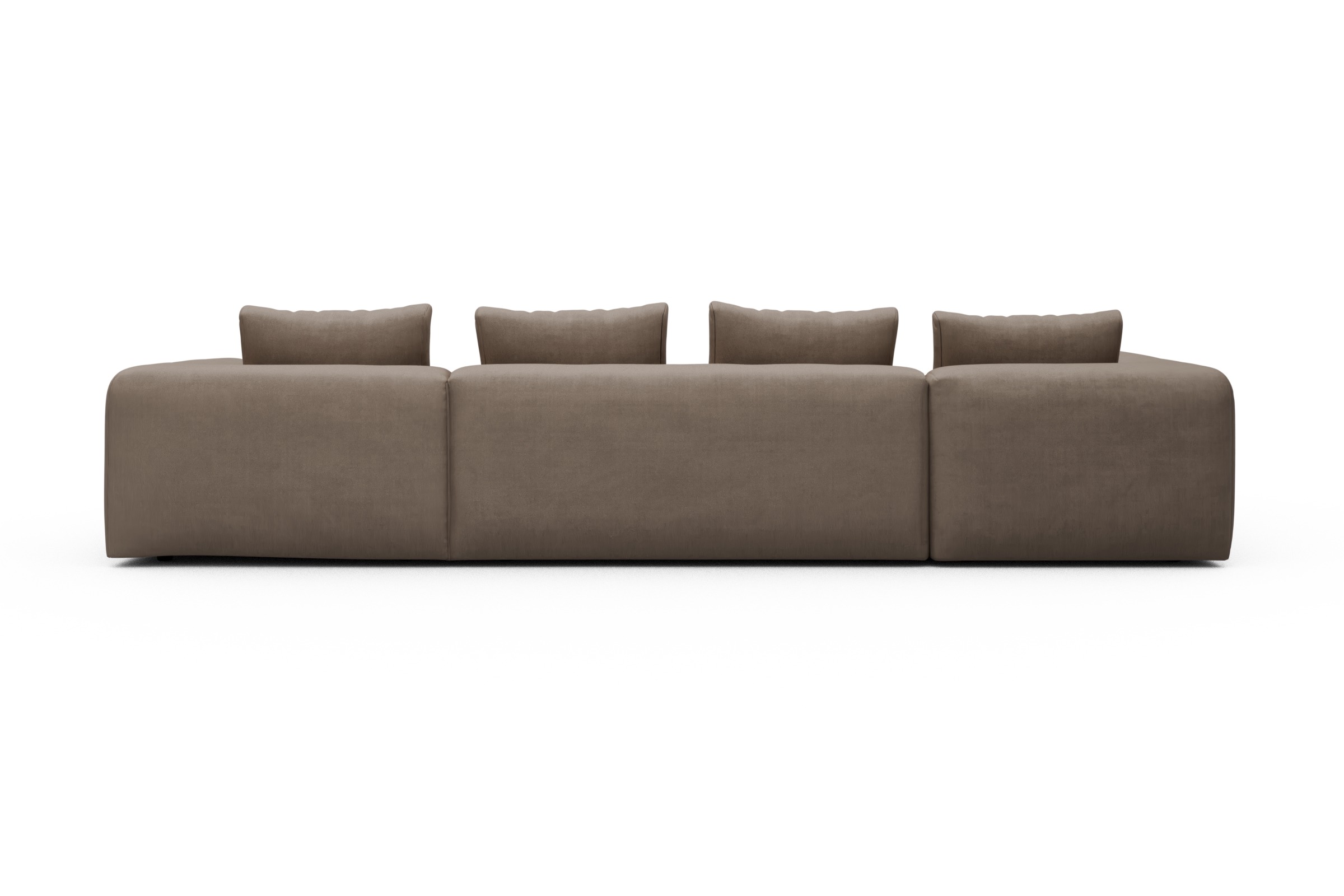 Wohnlandschaft Fred Chaiselongue rechts mit 2-Sitzer und lange Armlehne links Cordufine-Biege