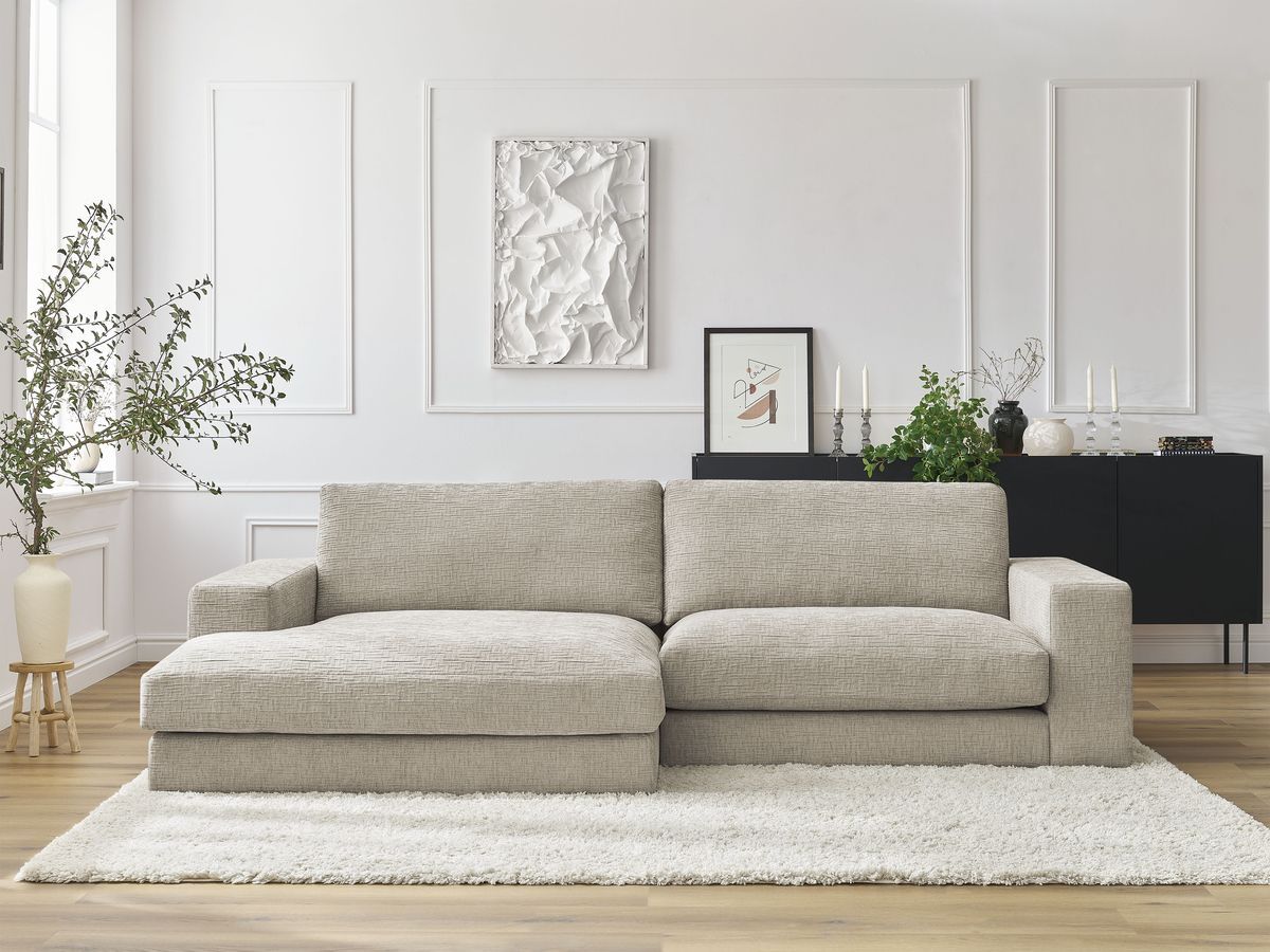 Bobochic Leonard Ecksofa 234 × 159 cm Strukturstoff Beige Ecke links