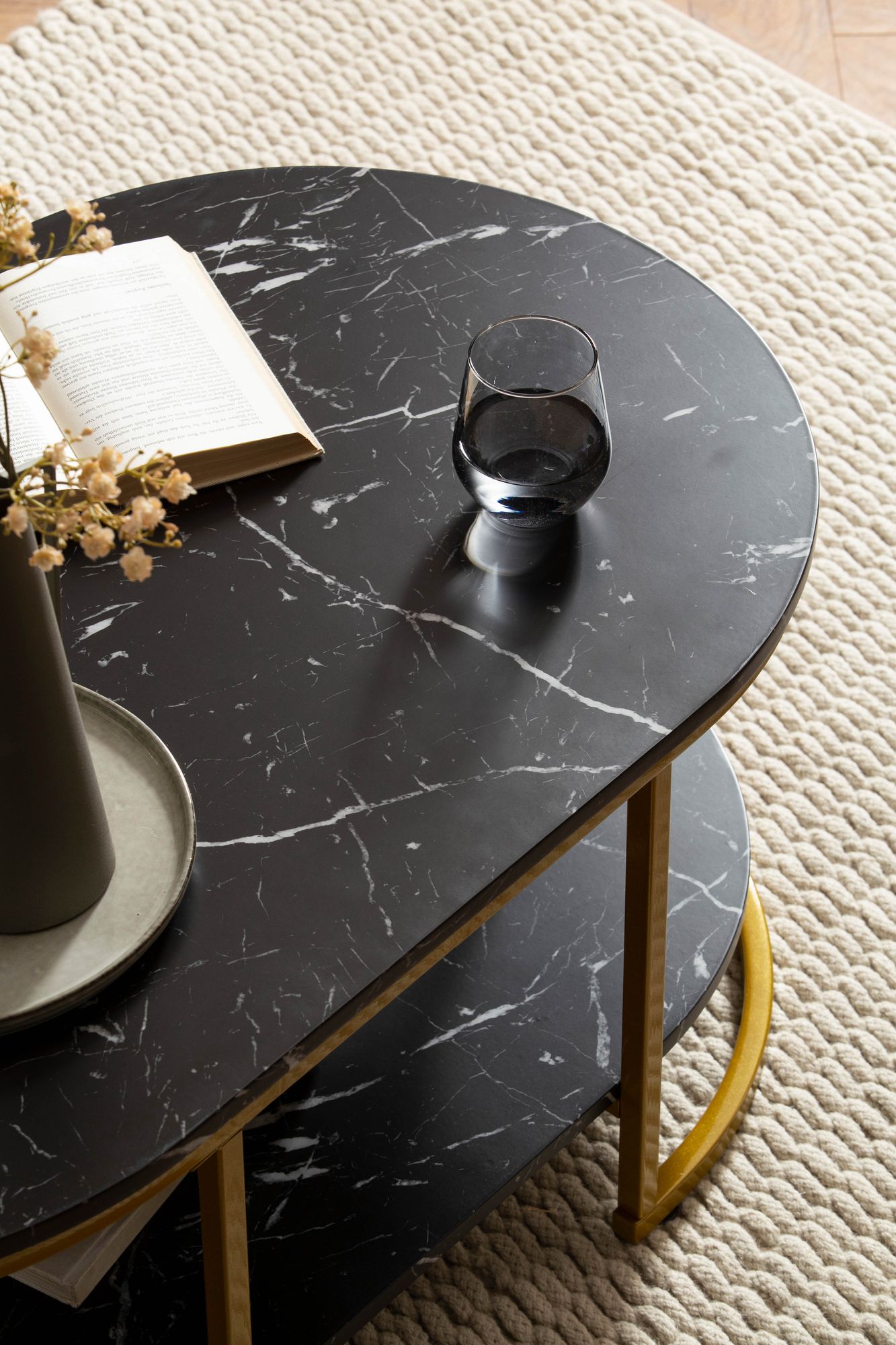 Couchtisch Heimey Marmoroptik Schwarz 100 × 60 × 45 cm