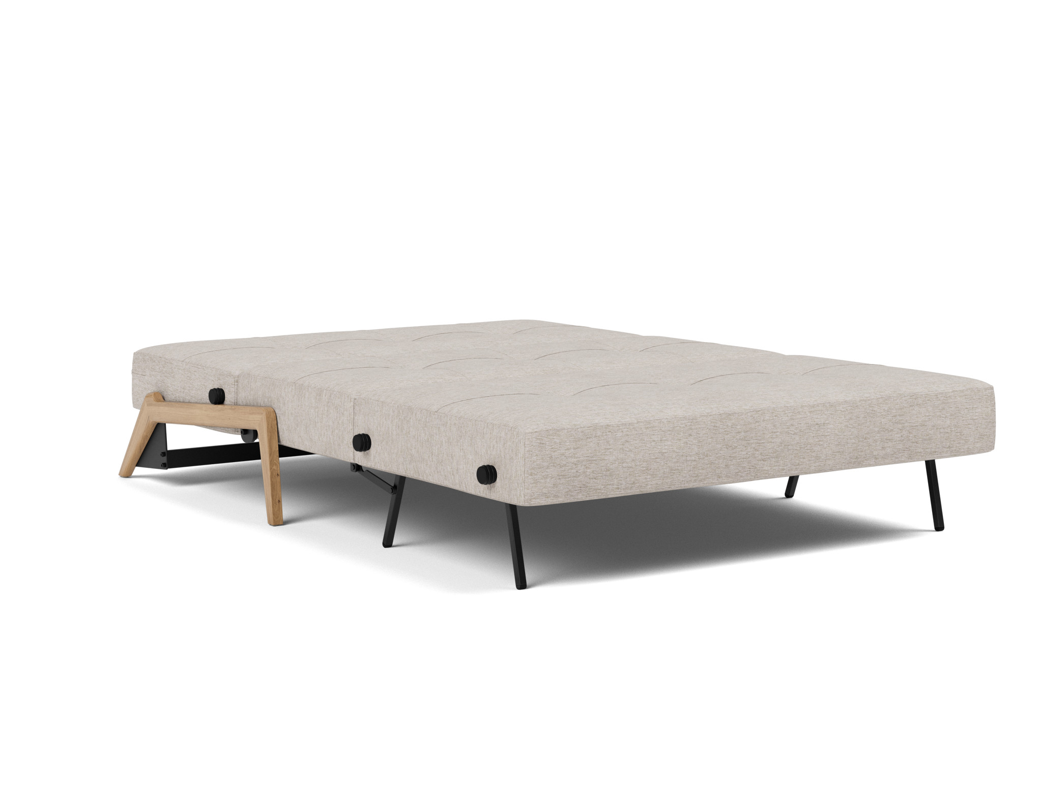 Schlafsofa Cubed 140 Chenille Yuveno 471-Sand Beine Eiche
