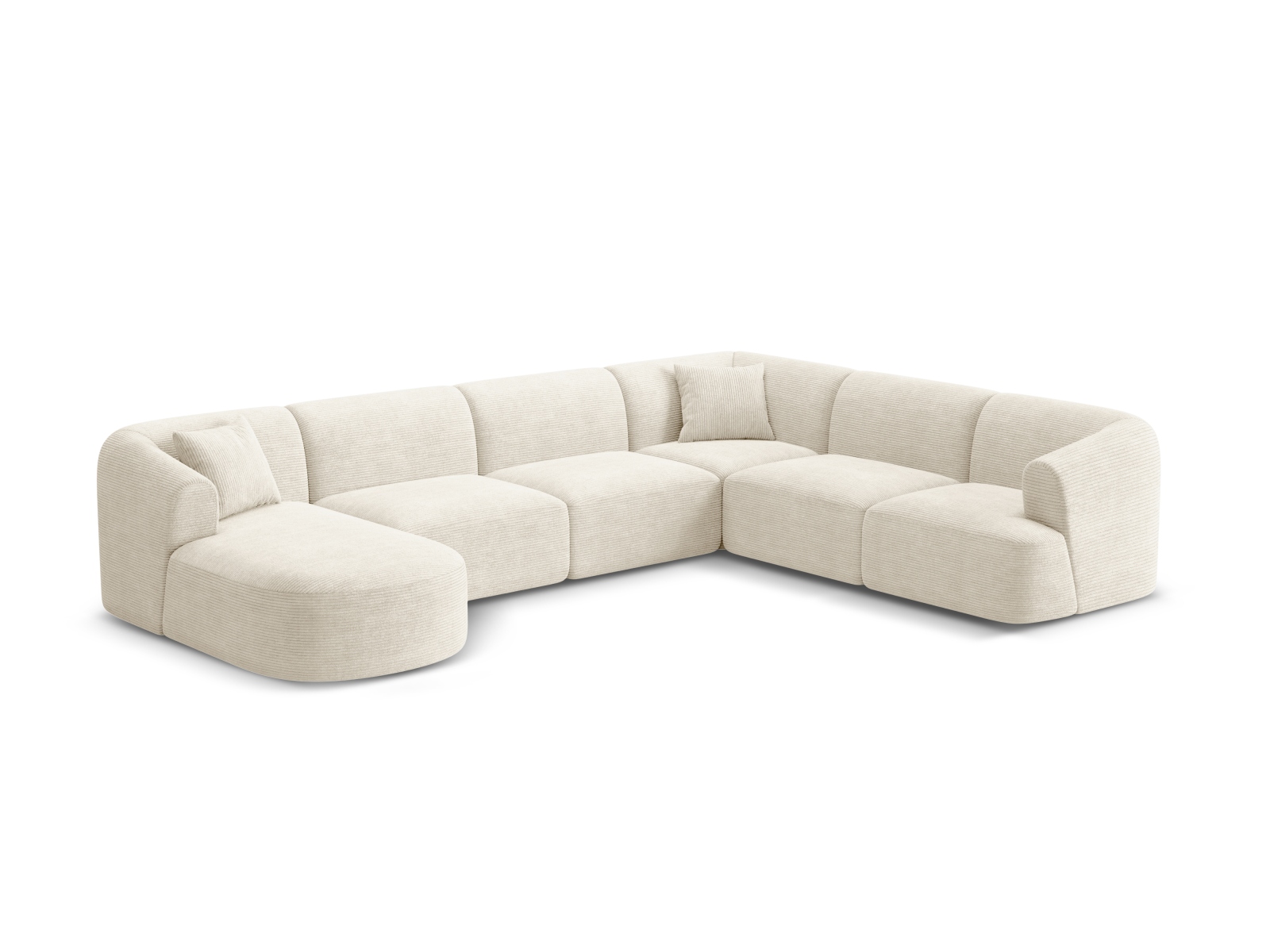 Cosmopolitan Design Panoramasofa Campi 7-Sitzer Kord Lincoln D Helles Beige Rechts