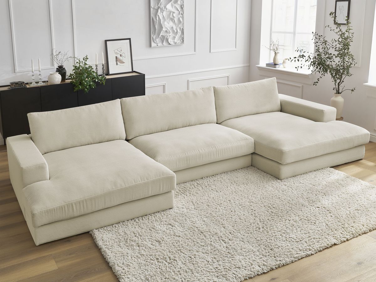 Bobochic Leonard Wohnlandschaft 404 × 159 cm Cordsamt Beige