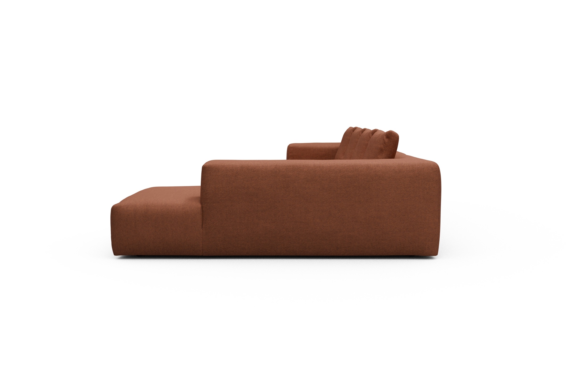 Wohnlandschaft Fred Relax-Ecke rechts mit 2-Sitzer und Chaiselongue links Weda-Rust