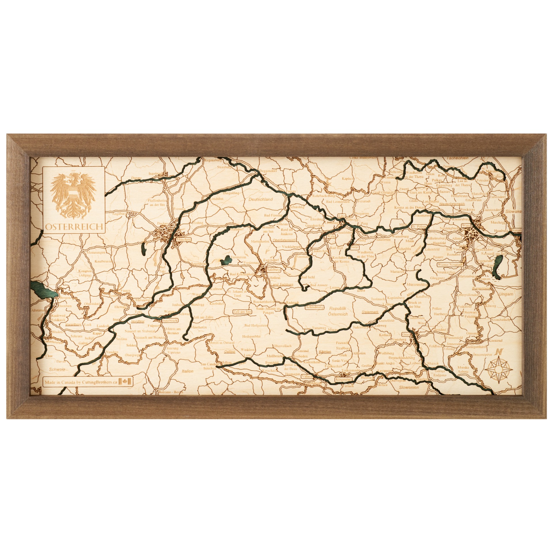 Cutting Brothers 3D Holz-Wandkarte Österreich 40.5 x 20 moebelfaktor