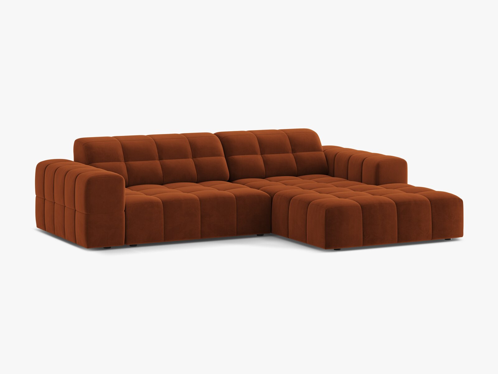 Micadoni Jennifer Ecksofa 4-Sitzer Rechts Samt Bluvel Terrakotta