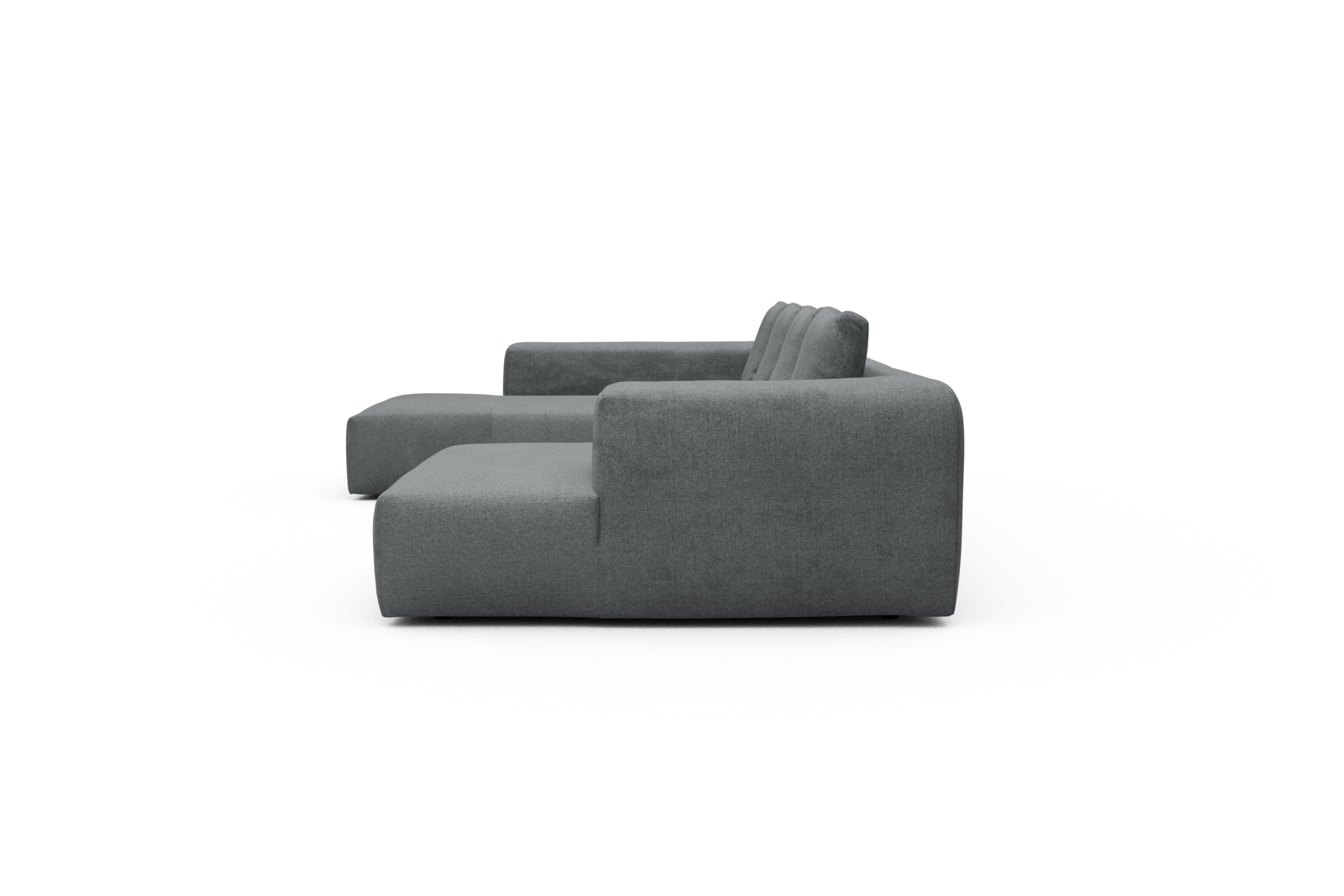 Wohnlandschaft Fred Relax-Ecke links mit 2-Sitzer und Chaiselongue rechts Strukturierter Stoff Casone 495-Gravel-Grey