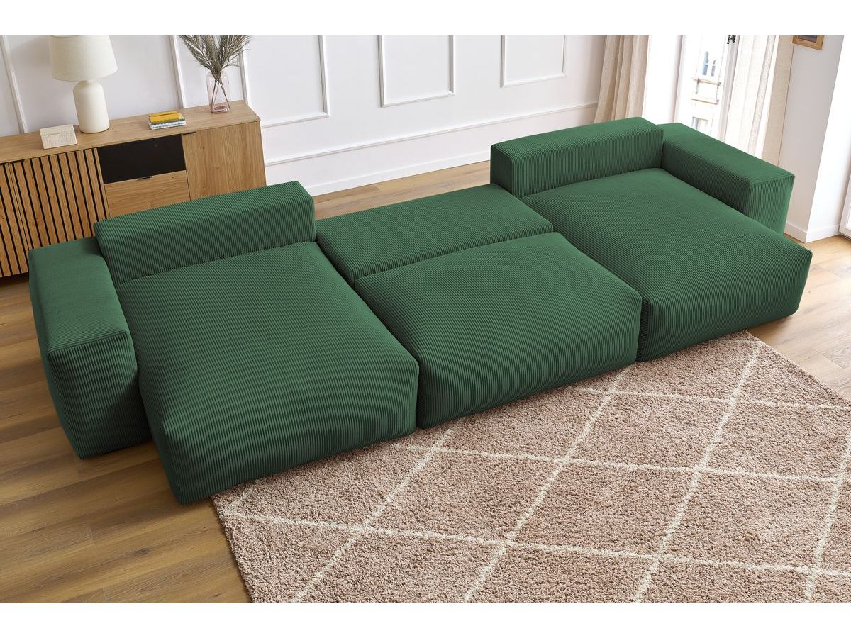 Bobochic Voltaire Wohnlandschaft 420 × 165 cm Cordsamt Grün